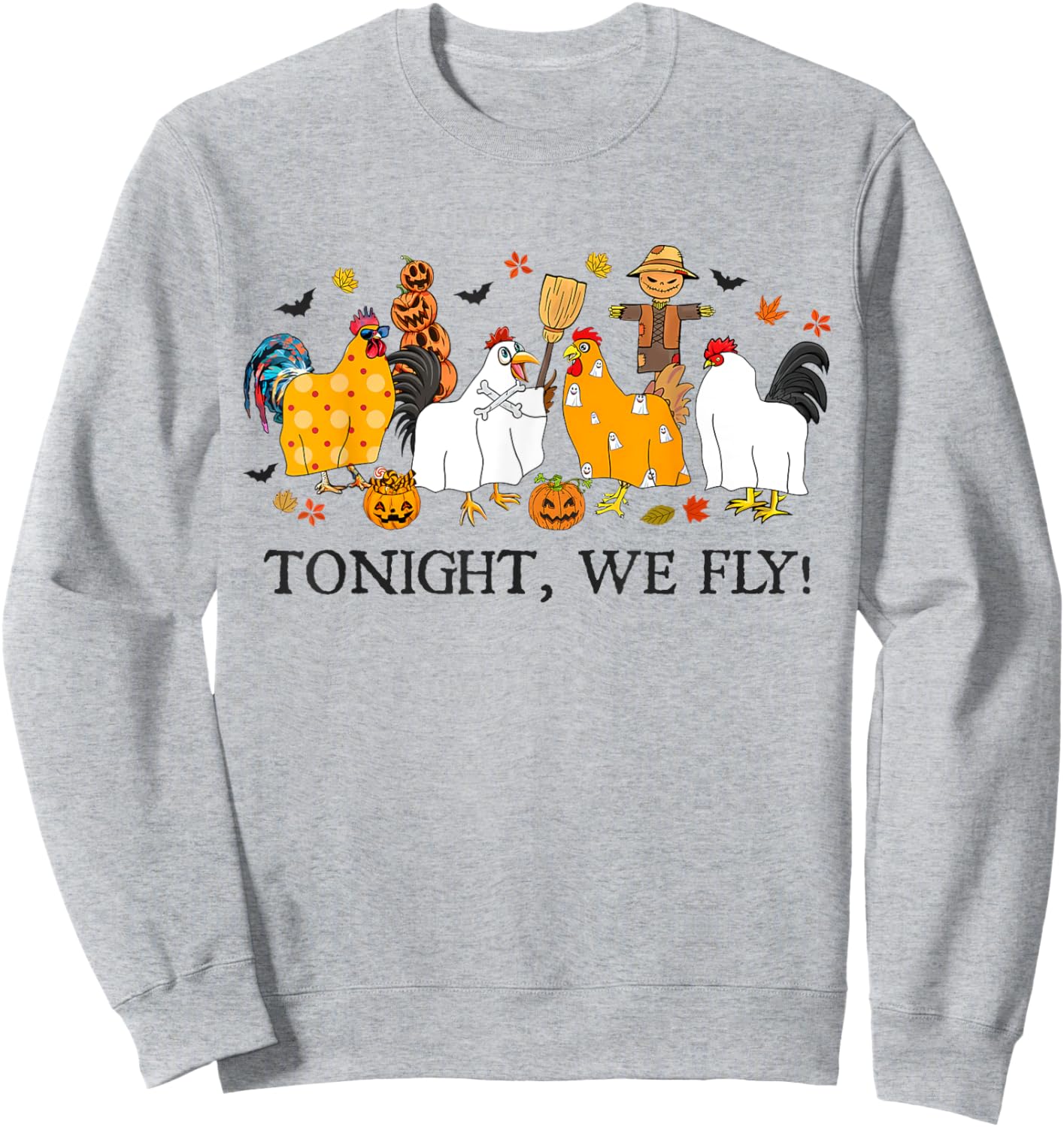 Tonight We Fly Funny Chicken Halloween Costume Spooky Season Sweatshirt - Sweatshirt | Ash