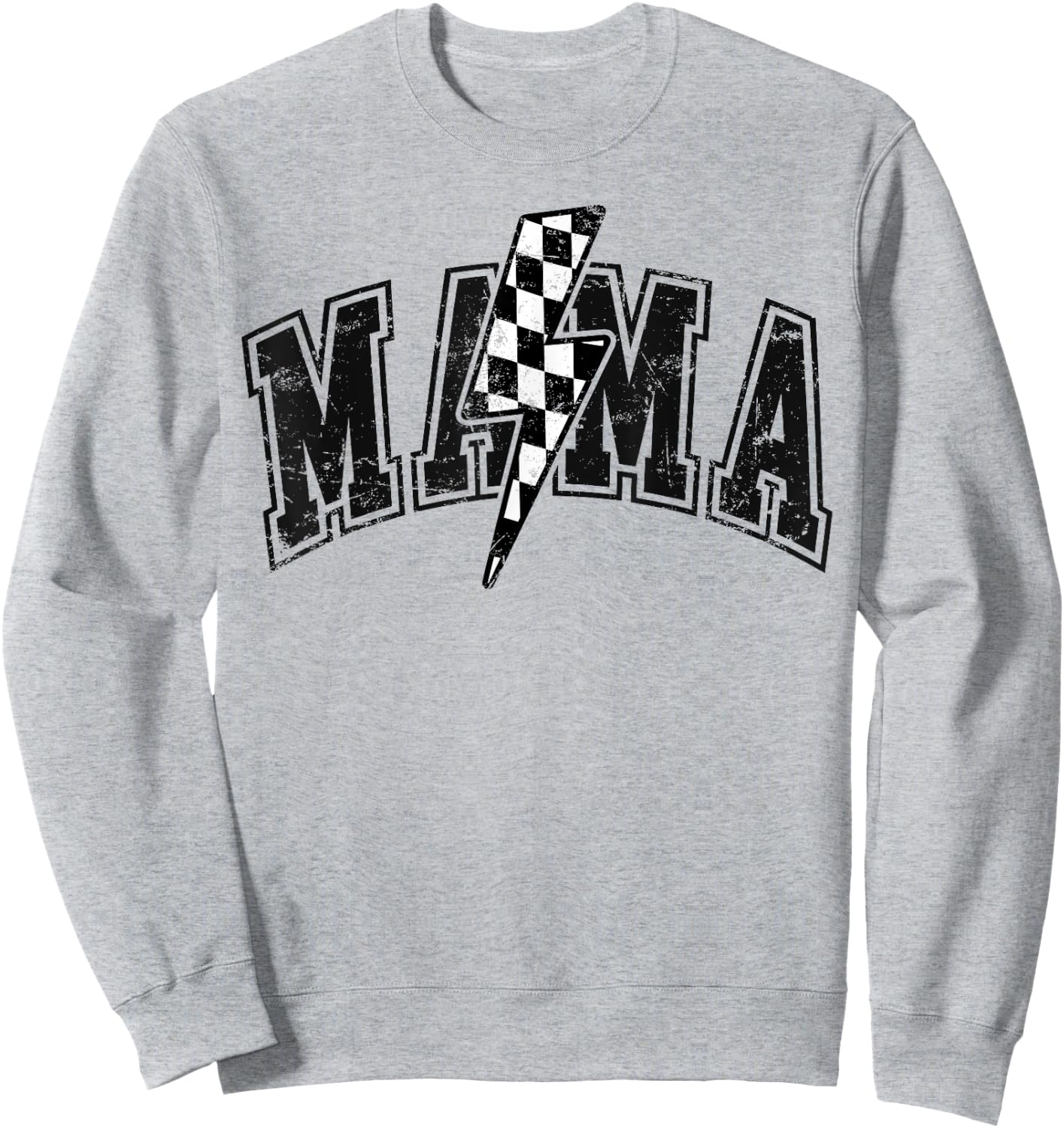 Mama Lightning Bolt Checkered Varsity For Mom Women Sweatshirt - Sweatshirt | Ash