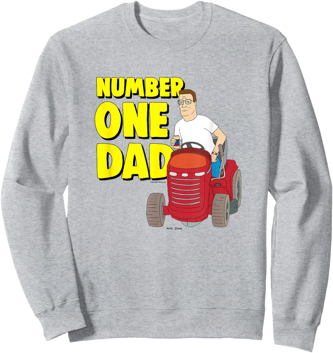 King Of The Hill Father's Day Number One Dad Hank Big Logo Sweatshirt - Sweatshirt | Ash