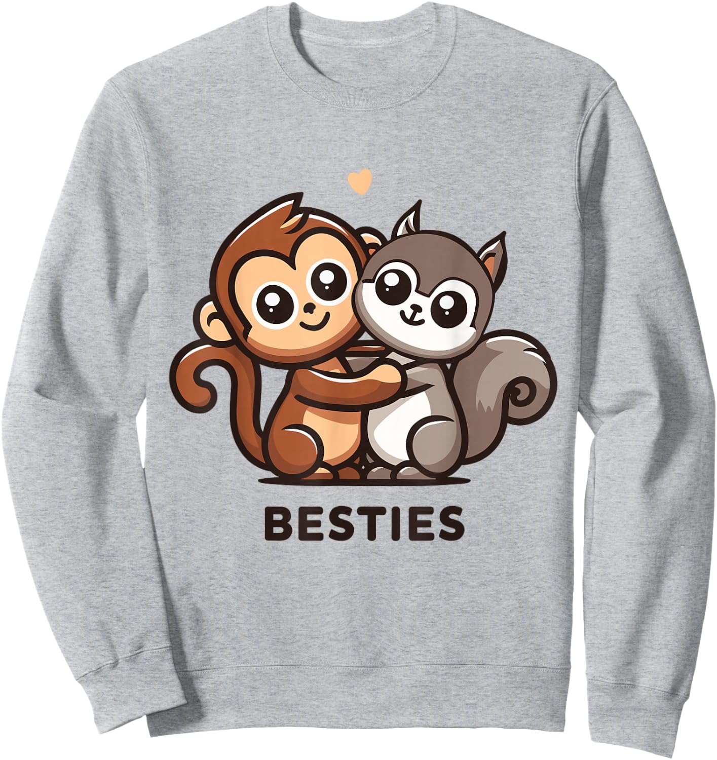 Cute Monkey and Squirrel Besties Friends Best Pal Sweatshirt - Sweatshirt | Ash