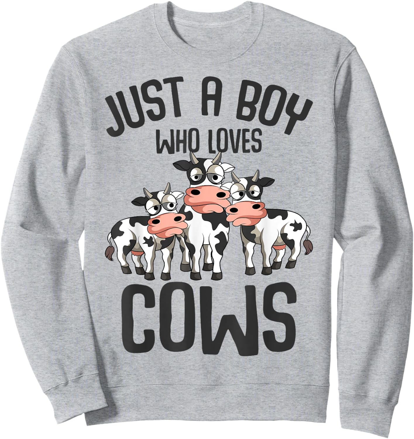 Just A Boy Who Loves Cows Farmers Cow Kids Toddler Boys Sweatshirt - Sweatshirt | Ash