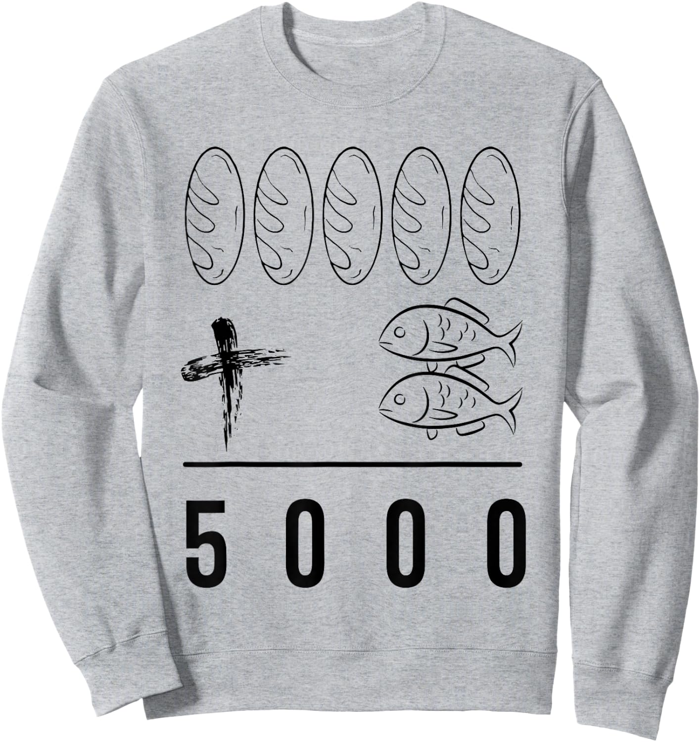 Retro Five Loaves Plus Two Fish Equals 5000 Christian Sweatshirt - Sweatshirt | Ash