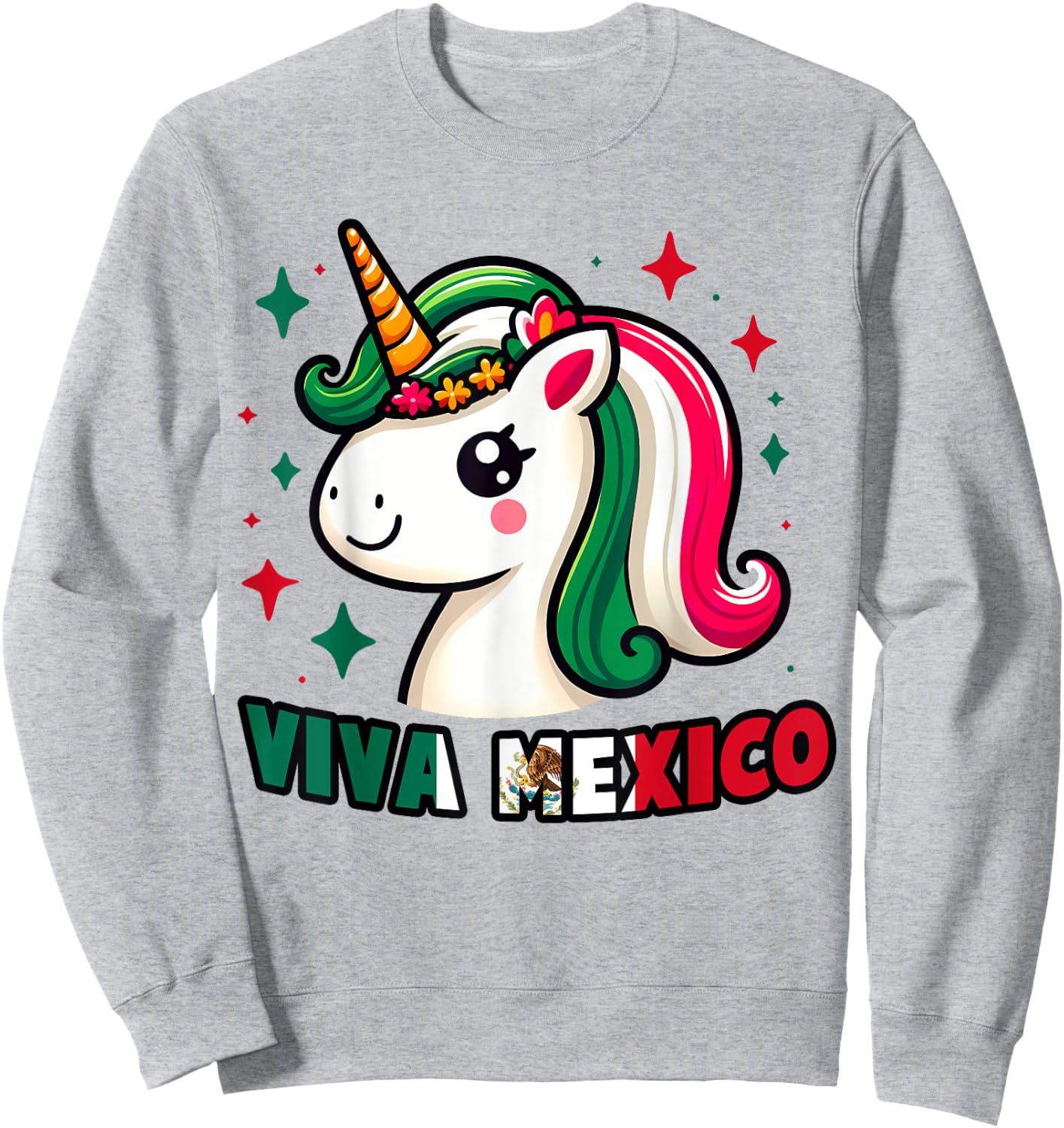 Unicorn Viva Mexico Mexican Independence Day Kids Boys Girls Sweatshirt - Sweatshirt | Ash