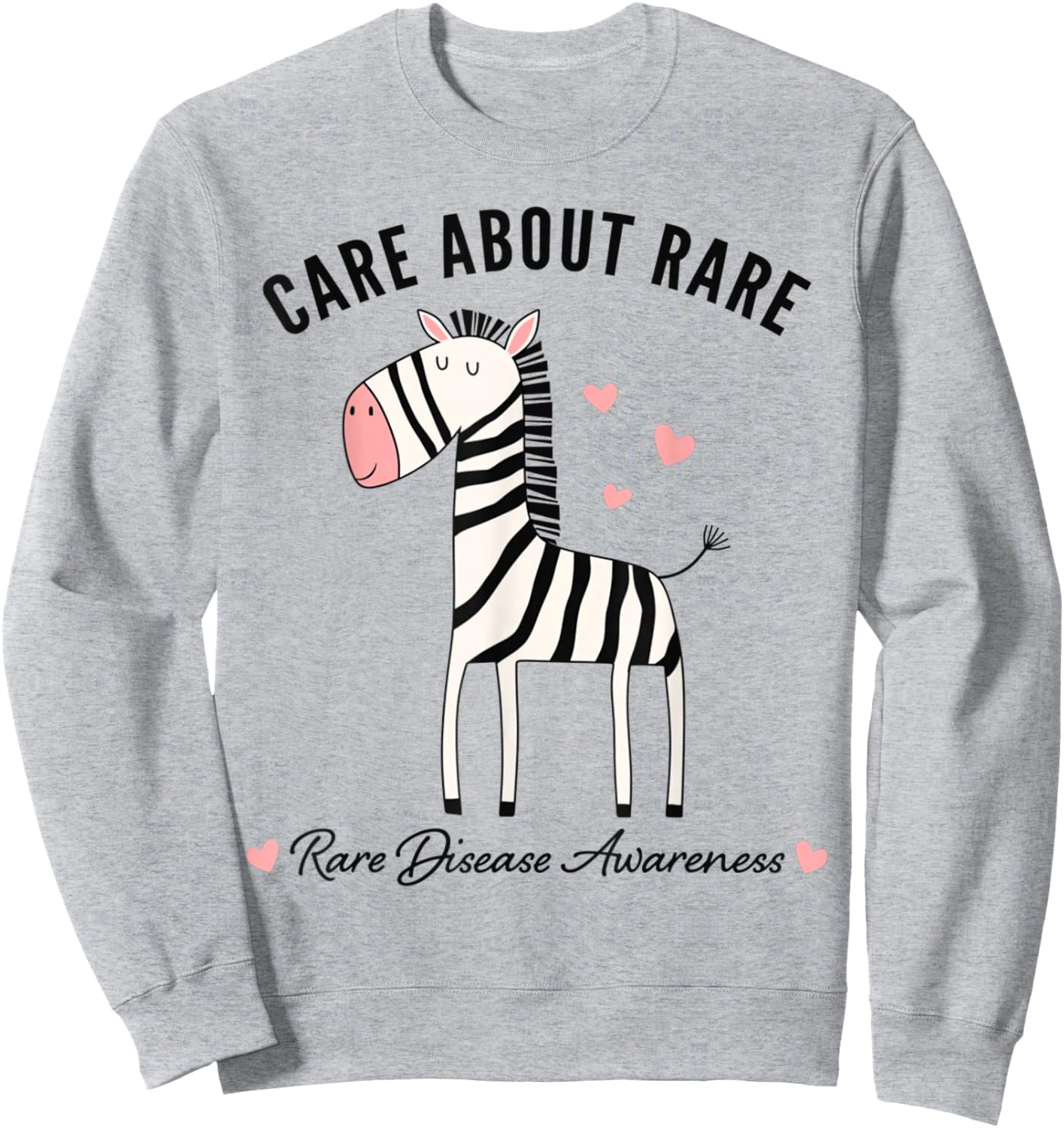 Rare Disease Awareness - Care About Rare - Cute Zebra Sweatshirt - Sweatshirt | Ash