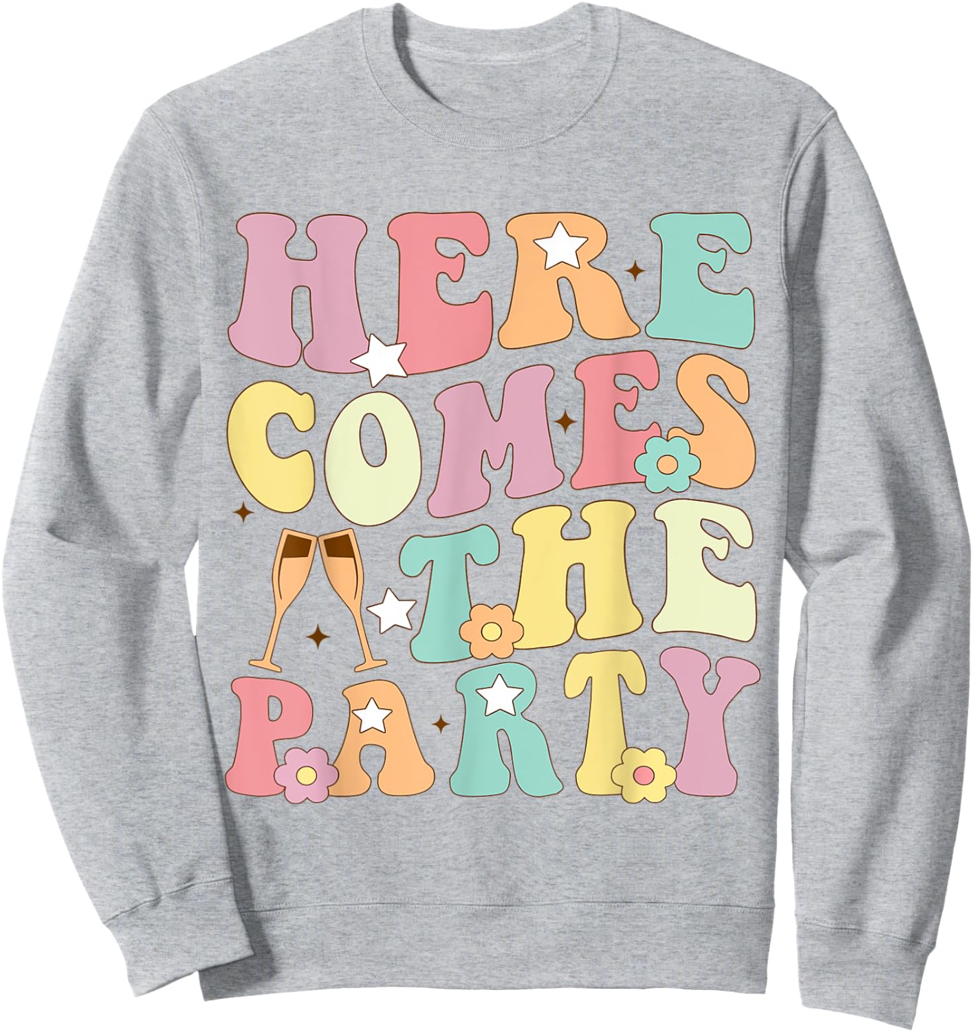 Here Come The Party Bride Retro Groovy Bachelorette Matching Sweatshirt - Sweatshirt | Ash