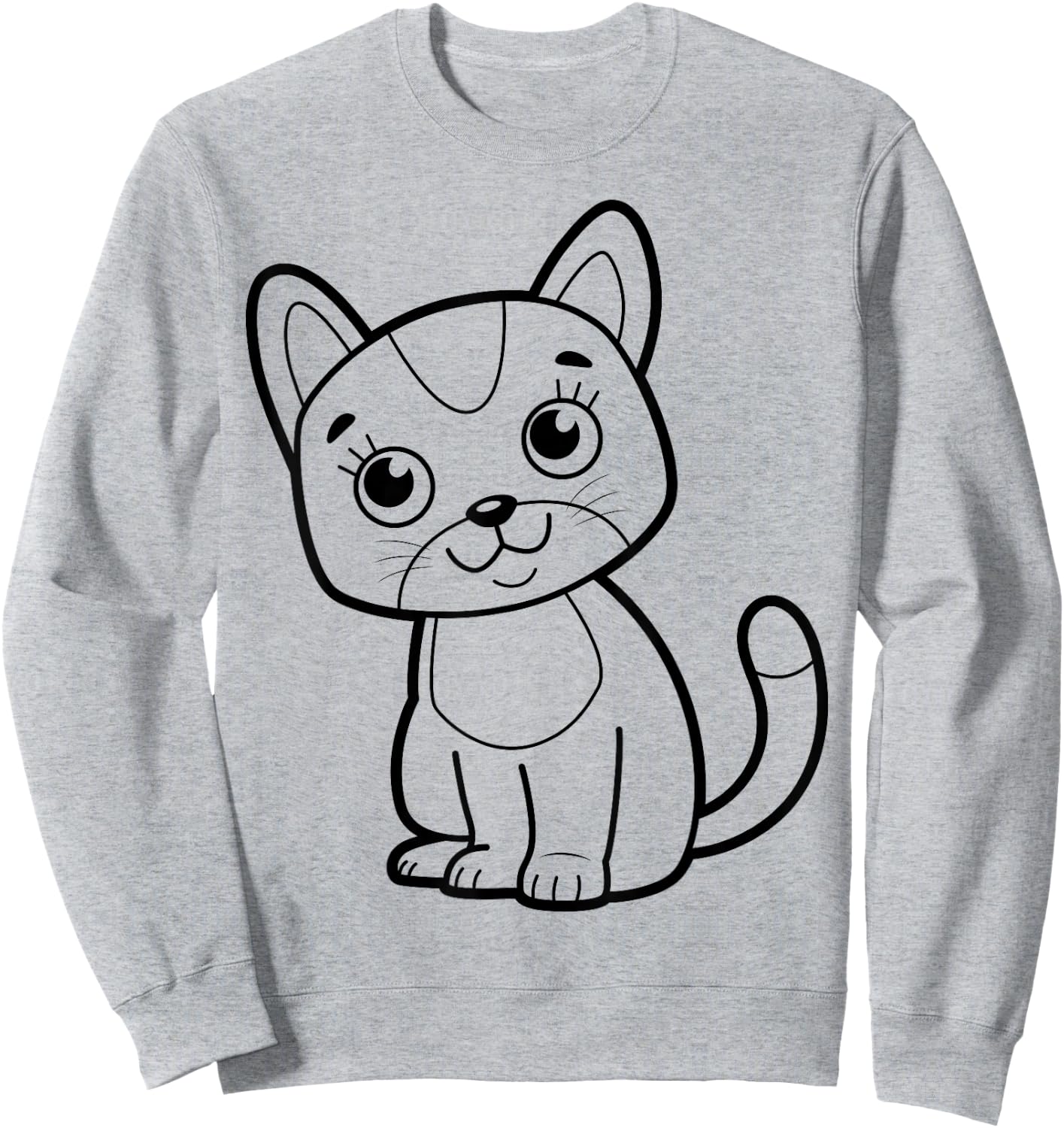 Cute cat to paint and color in for children Sweatshirt - Sweatshirt | Ash