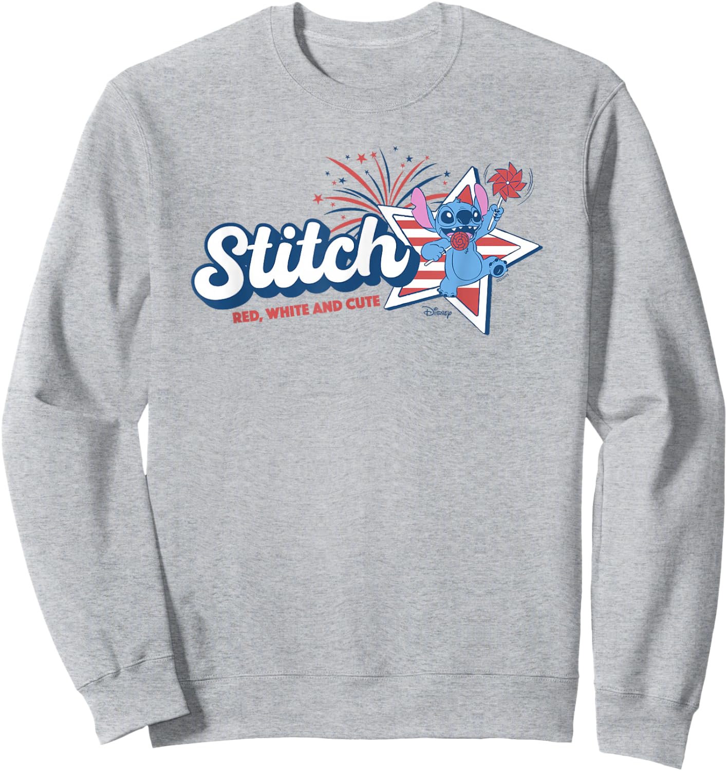 Disney Lilo & Stitch Red White Cute 4th of July Sweatshirt - Sweatshirt | Ash