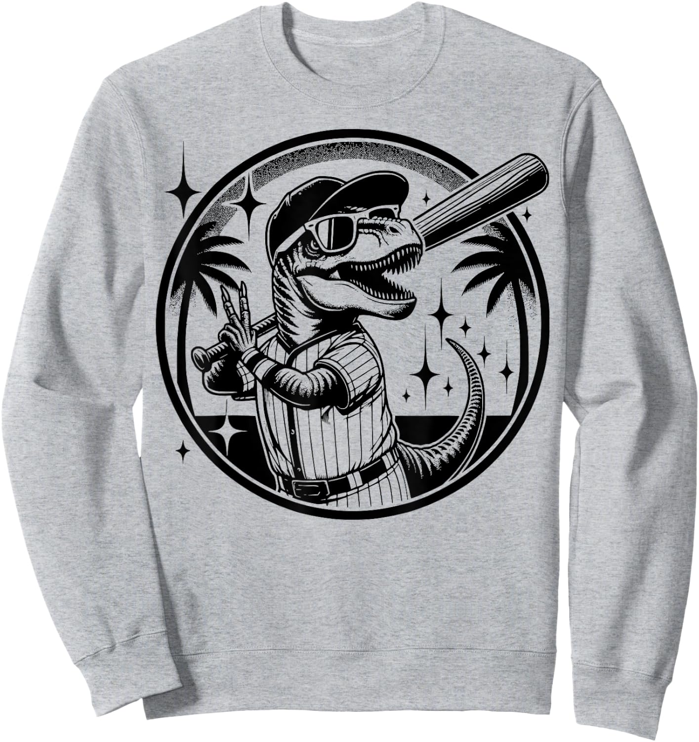 Funny T-rex Dinosaur Baseball Shirt Kids Men Women Softball Sweatshirt - Sweatshirt | Ash