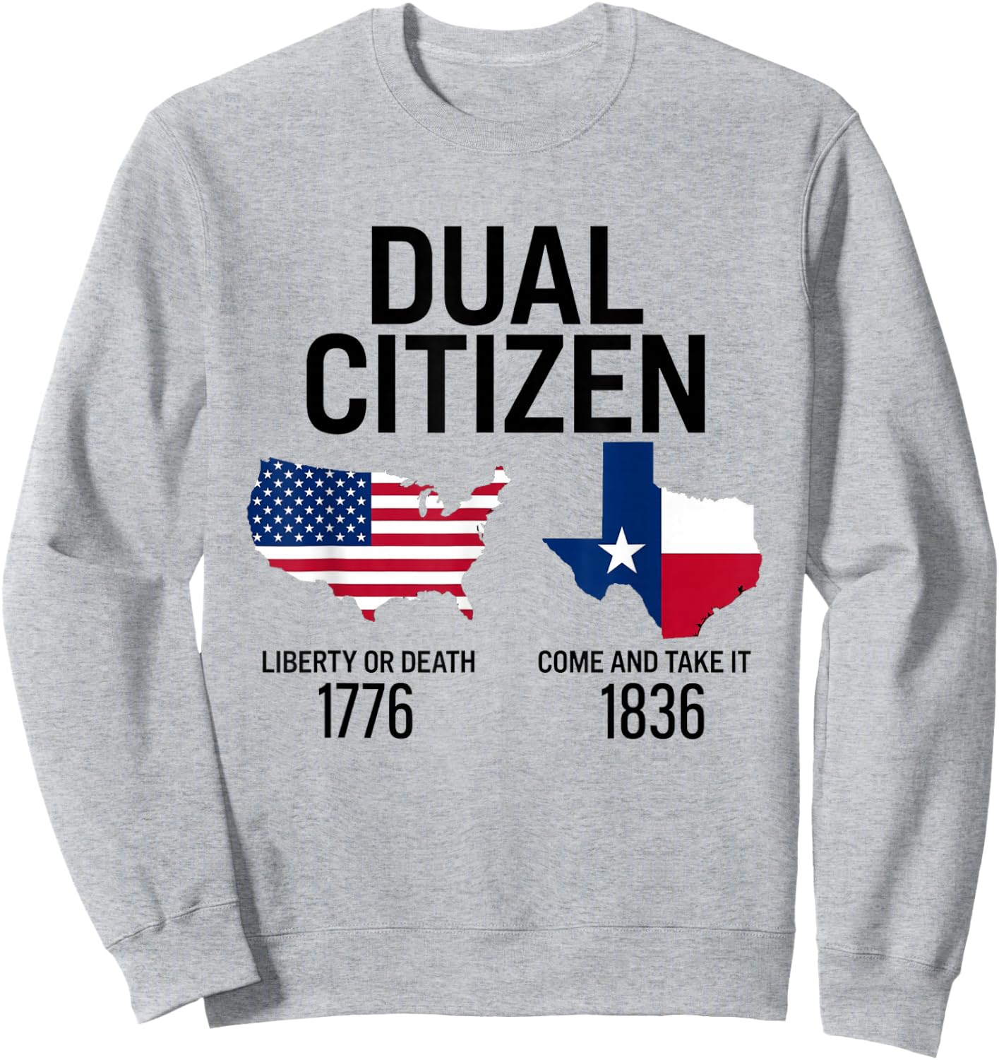 Dual Citizen Texas Pride Born and Raise USA TX Map Flag Sweatshirt - Sweatshirt | Ash