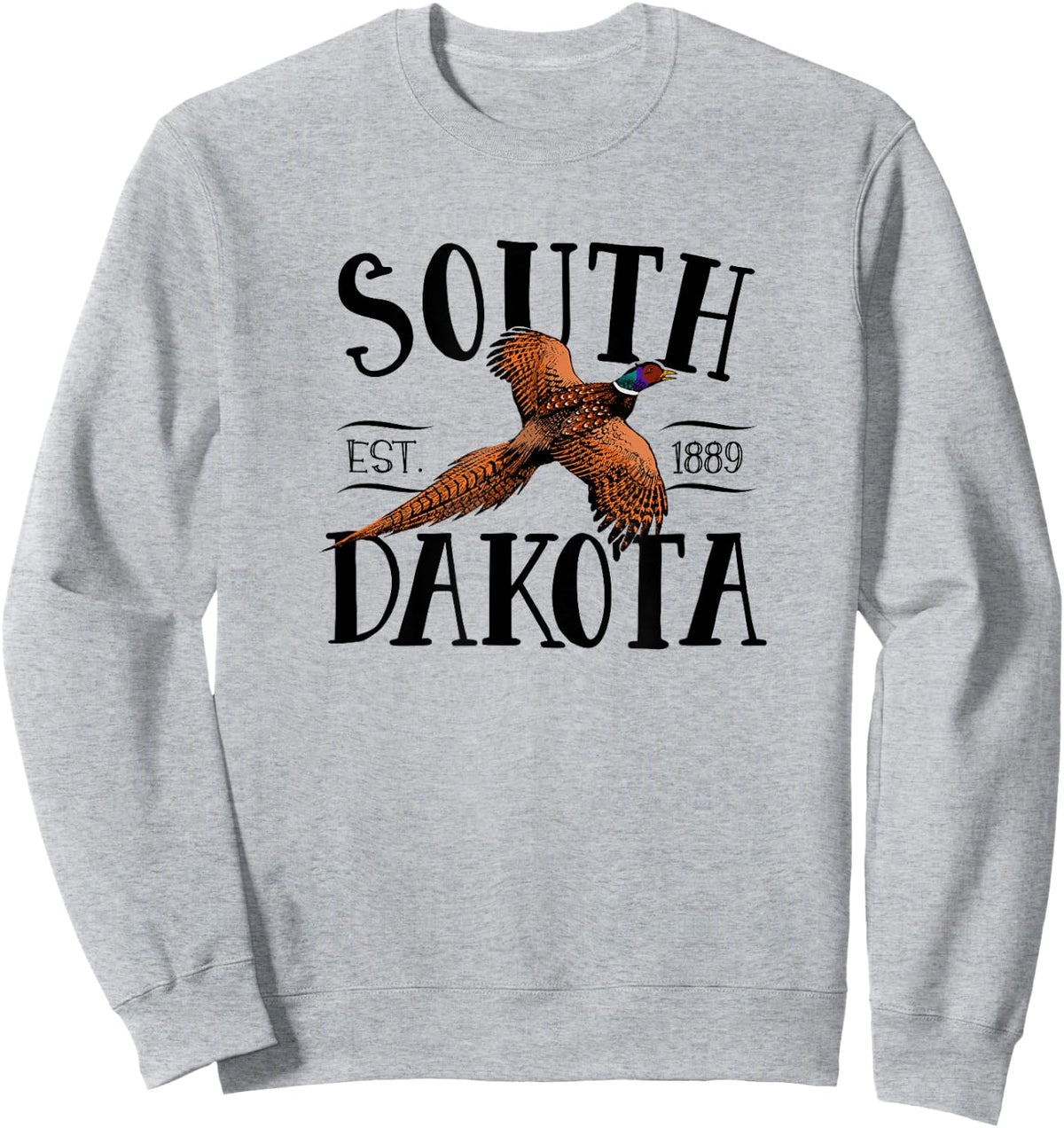 SOUTH DAKOTA Ring Necked Pheasant design Sweatshirt - Sweatshirt | Ash