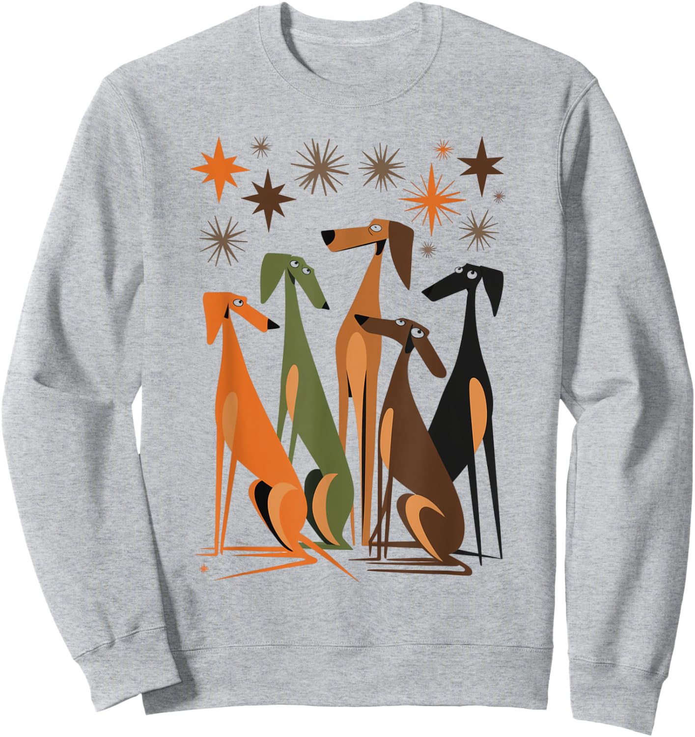 Vintage Retro Mid-Century Long Neck Dogs 50s 60s Style Sweatshirt - Sweatshirt | Ash