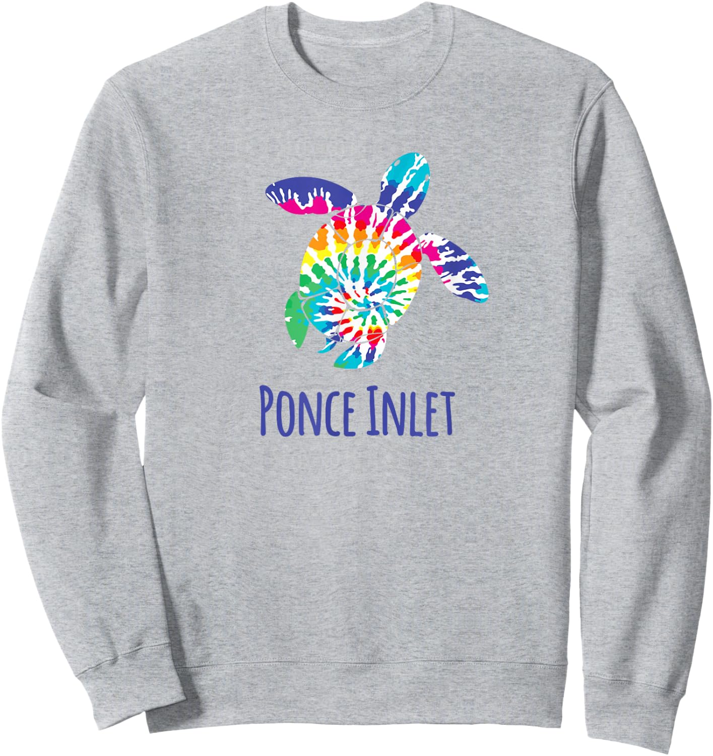 Ponce Inlet Florida Coastal Batik Tie Dye Loggerhead Turtle Sweatshirt - Sweatshirt | Ash