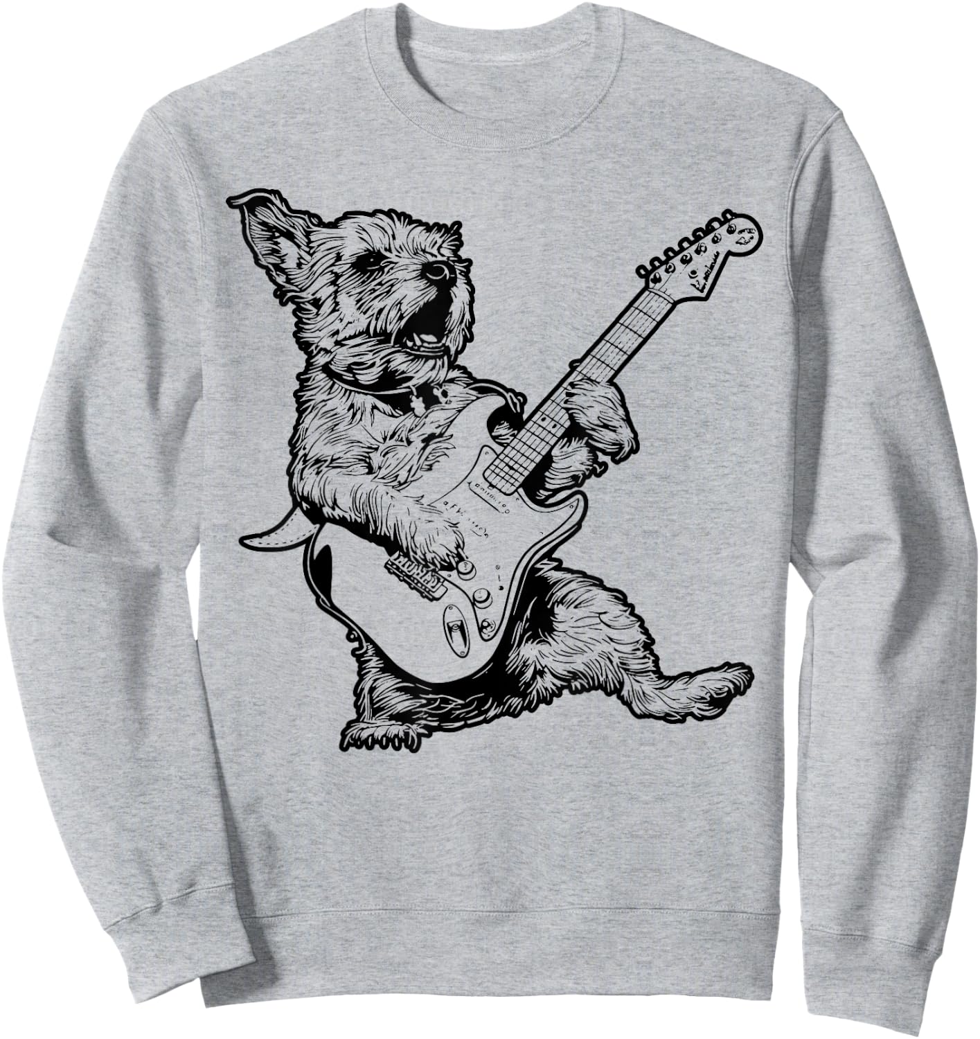 Dog Guitarist Guitar - Border Terrier Dad Mom Sweatshirt - Sweatshirt | Ash