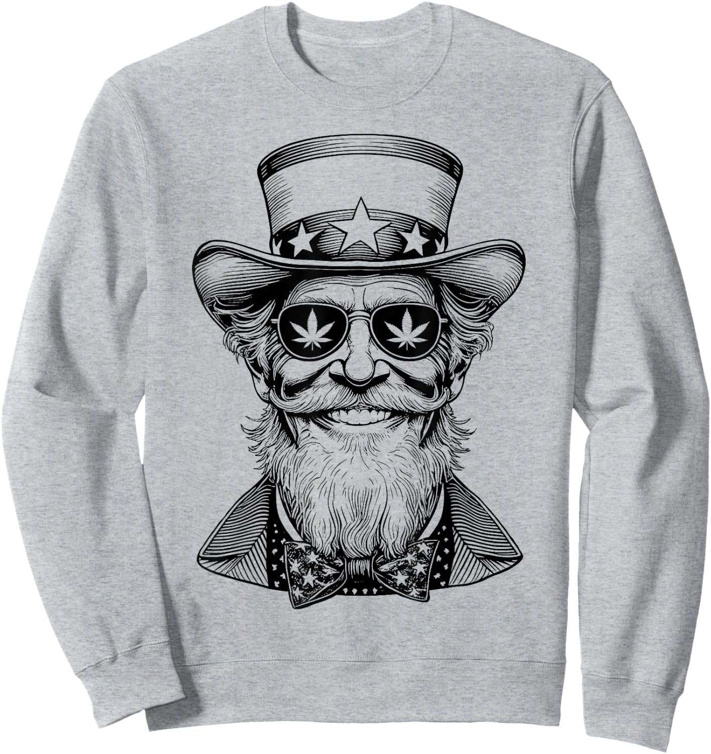 Weed Uncle Sam USA Funny 4th Of July 420 Stoner Marijuana Women Men Sweatshirt - Sweatshirt | Ash