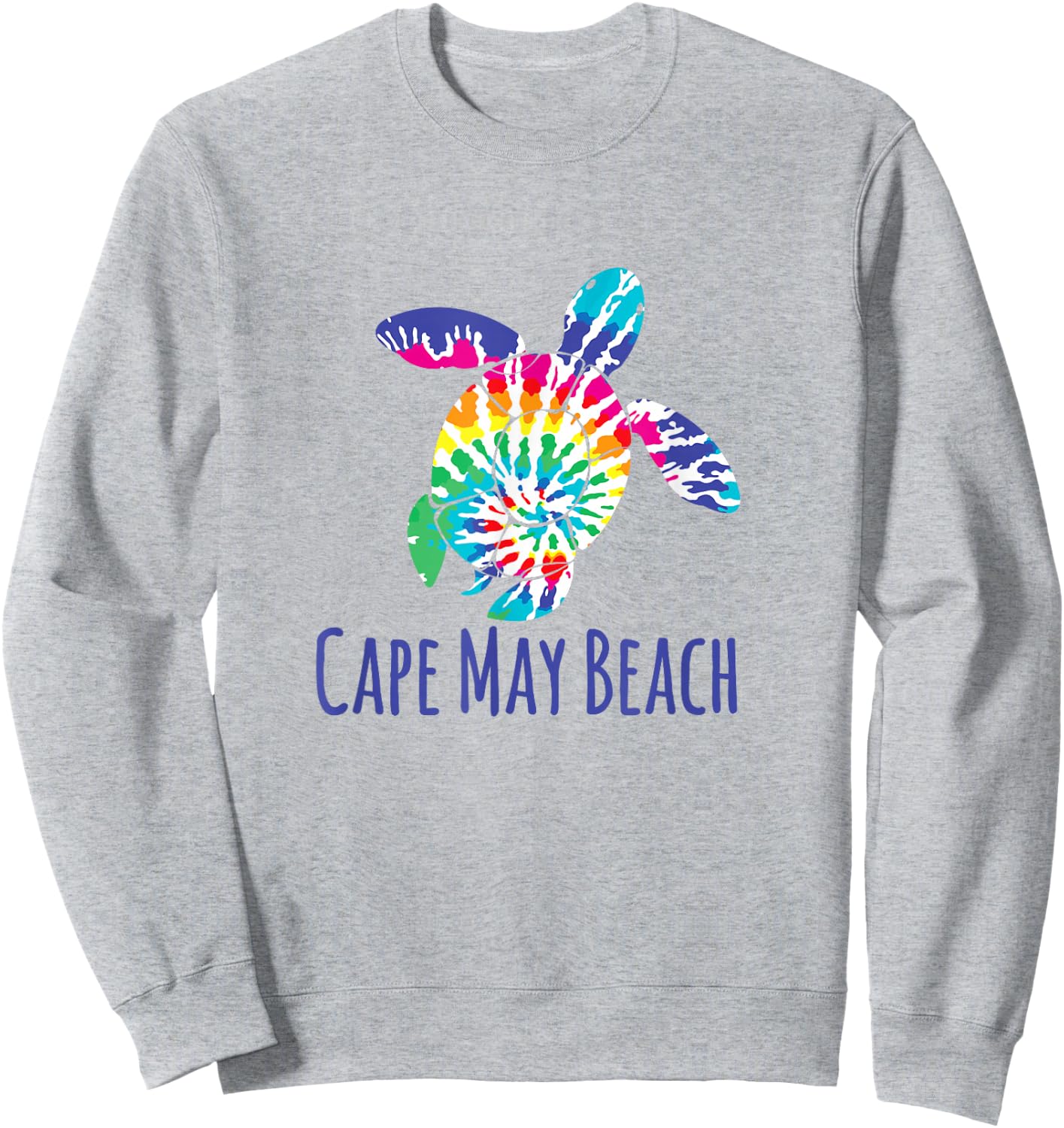 Cape May Beach New Jersey Batik Tie Dye Loggerhead Turtle Sweatshirt - Sweatshirt | Ash