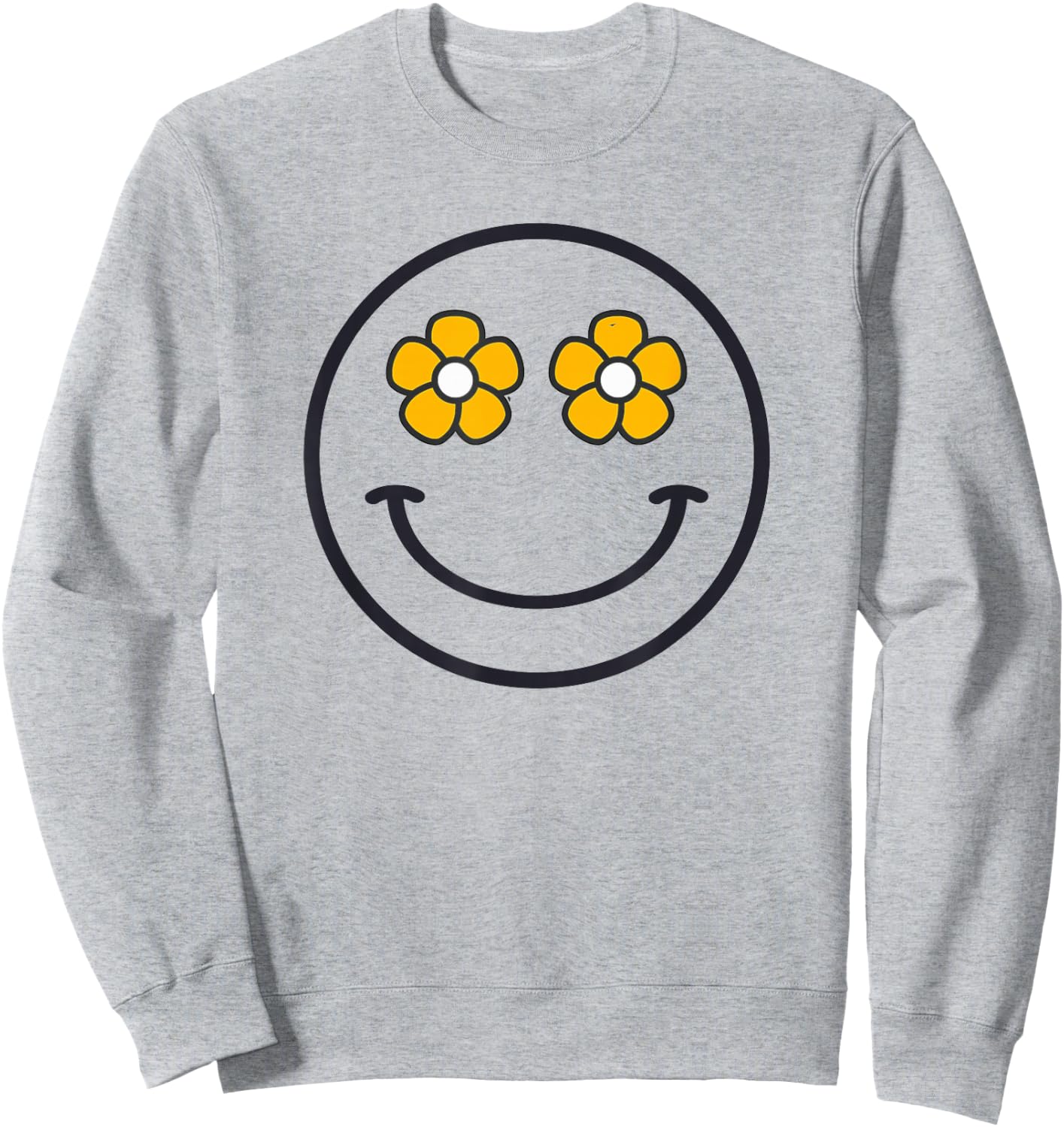 Funny Smiling Flowers Women Girls Cool Happy Face Smile Sweatshirt - Sweatshirt | Ash