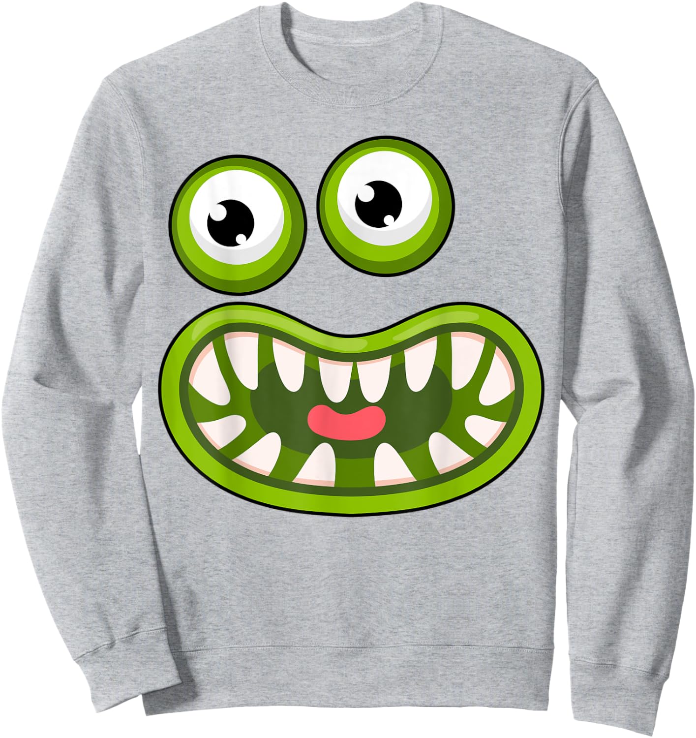 Funny Green Big Mouth Monster Easy Halloween Costume Sweatshirt - Sweatshirt | Ash