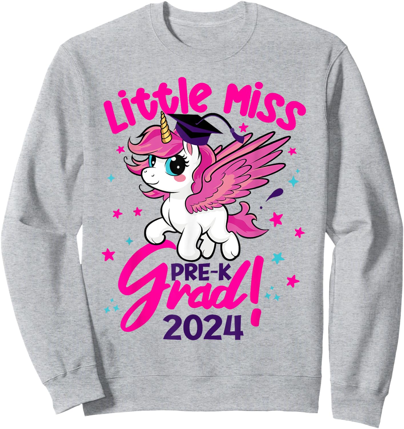 Unicorn Miss Pre-k Grad Preschool Graduation 2024 Kids Team Sweatshirt - Sweatshirt | Ash