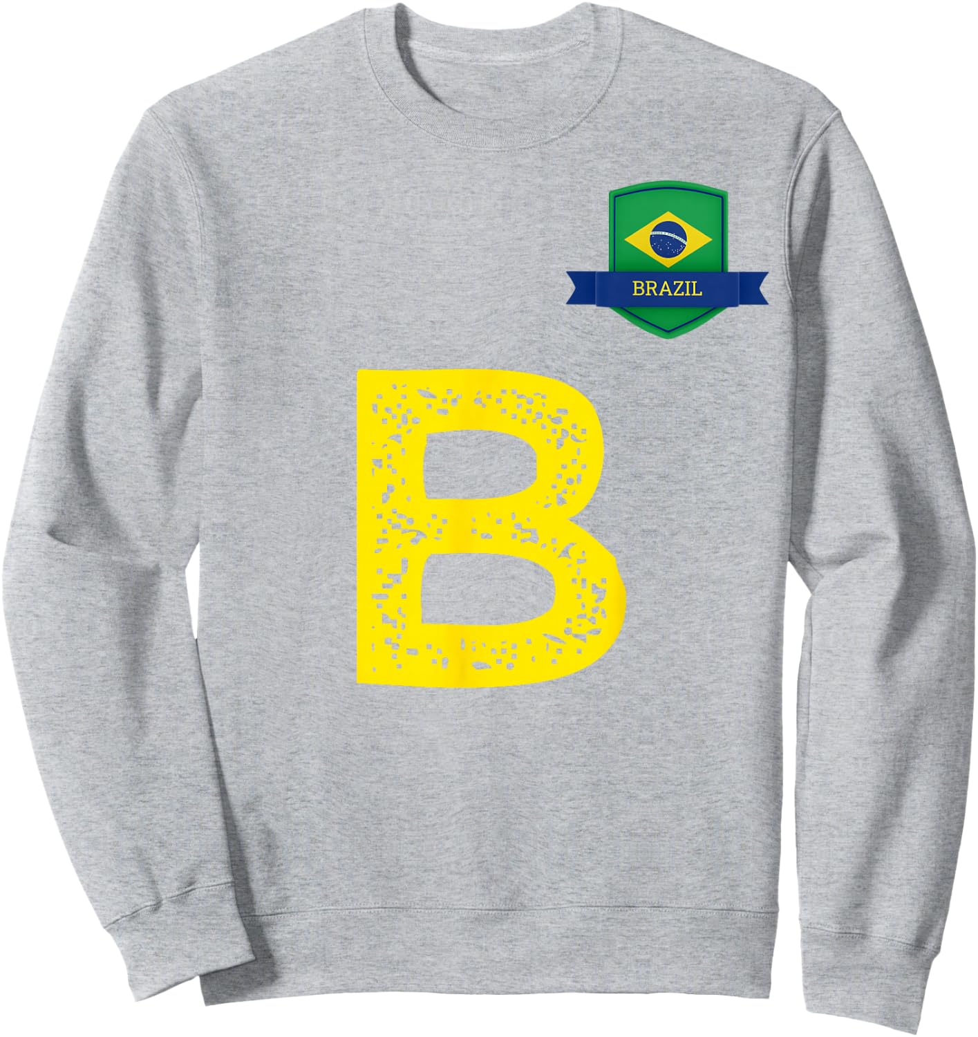 Brazil Human Flag Letter B Brazil Sweatshirt - Sweatshirt | Ash