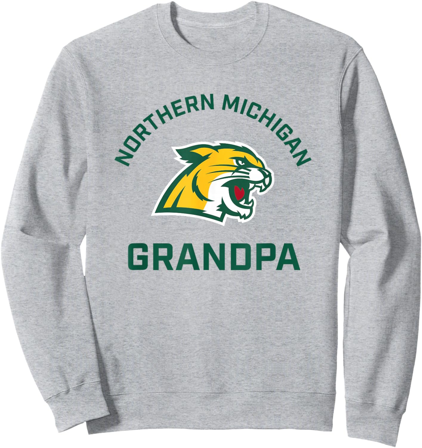Northern Michigan University NMU Wildcats Arched Grandpa Sweatshirt - Sweatshirt | Ash