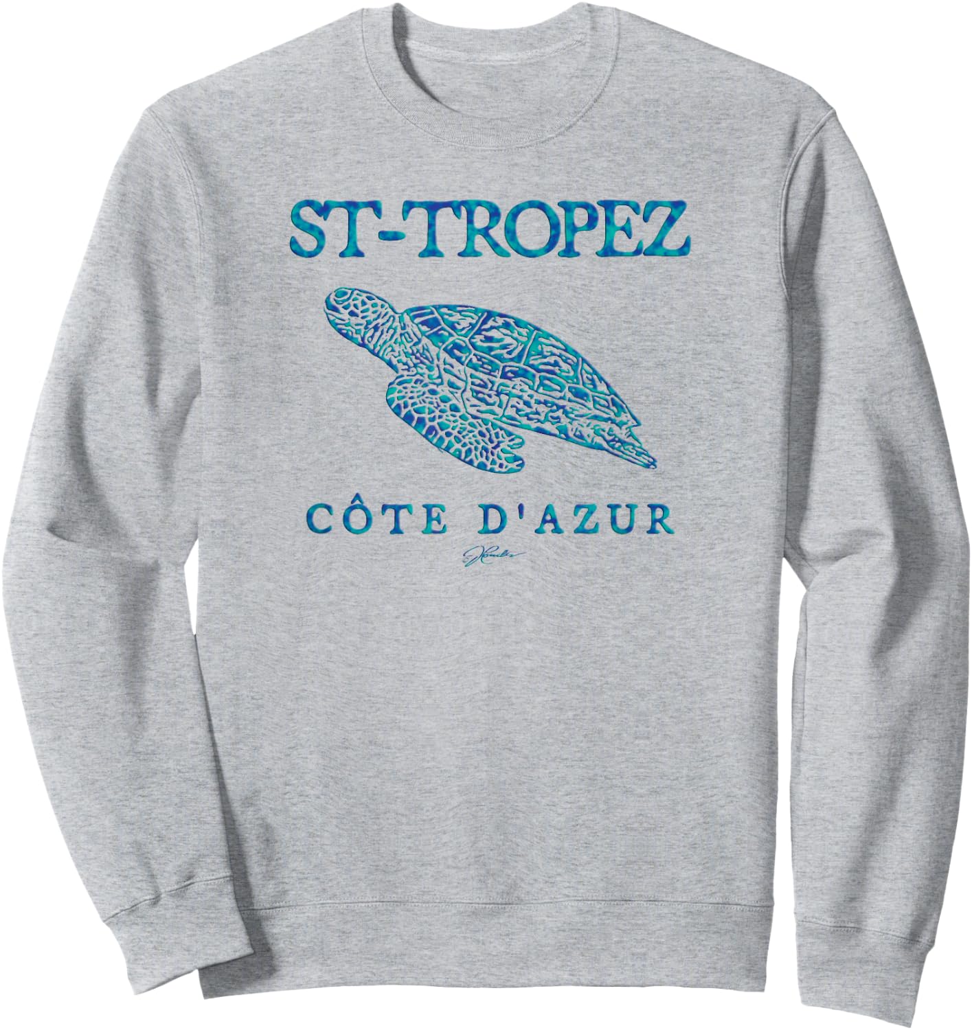 JCombs - Saint Tropez, French Riviera, Sea Turtle Sweatshirt - Sweatshirt | Ash