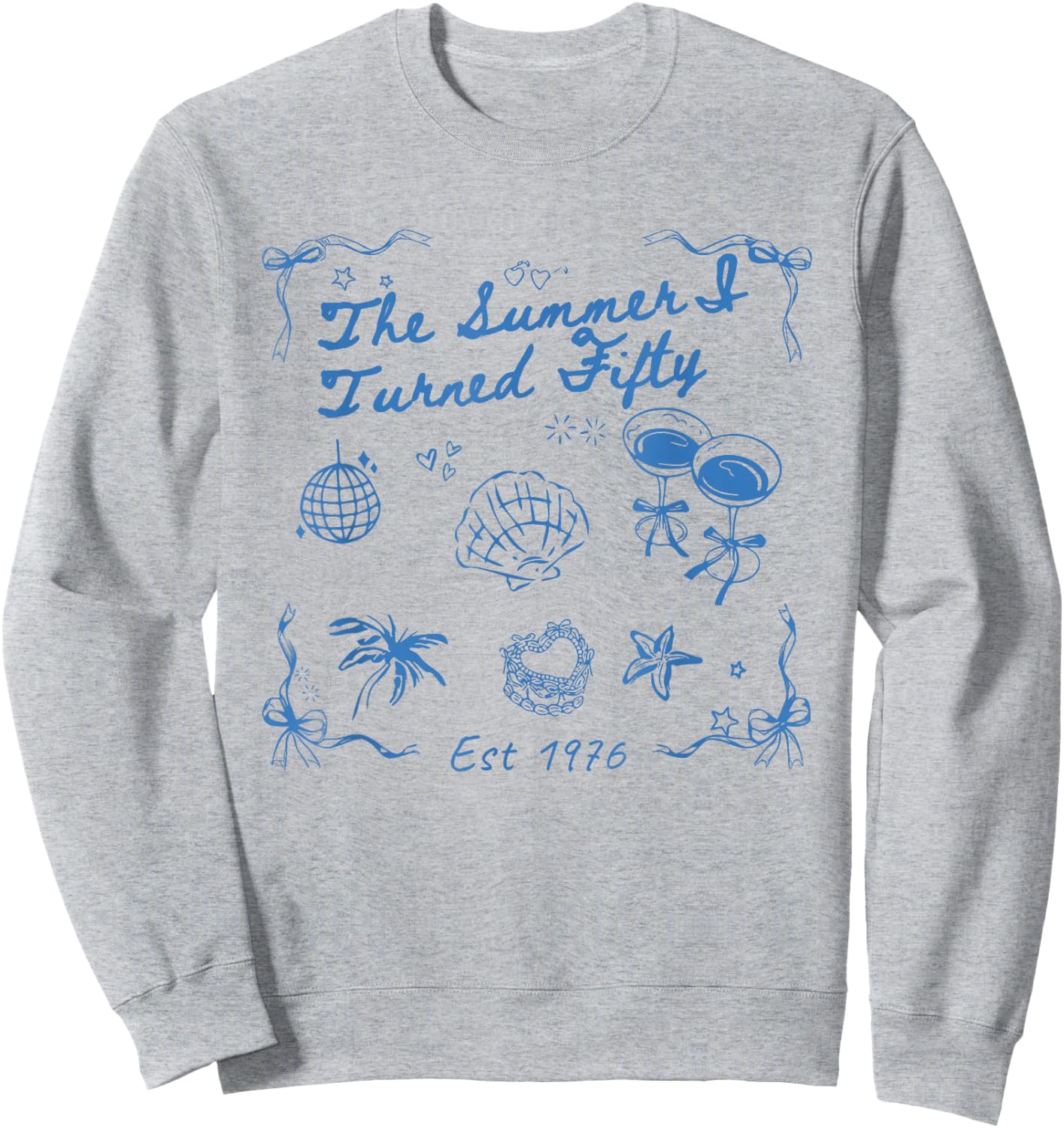 Summer I Turned Fifty 50th Birthday Seashell Coastal Beach Sweatshirt - Sweatshirt | Ash