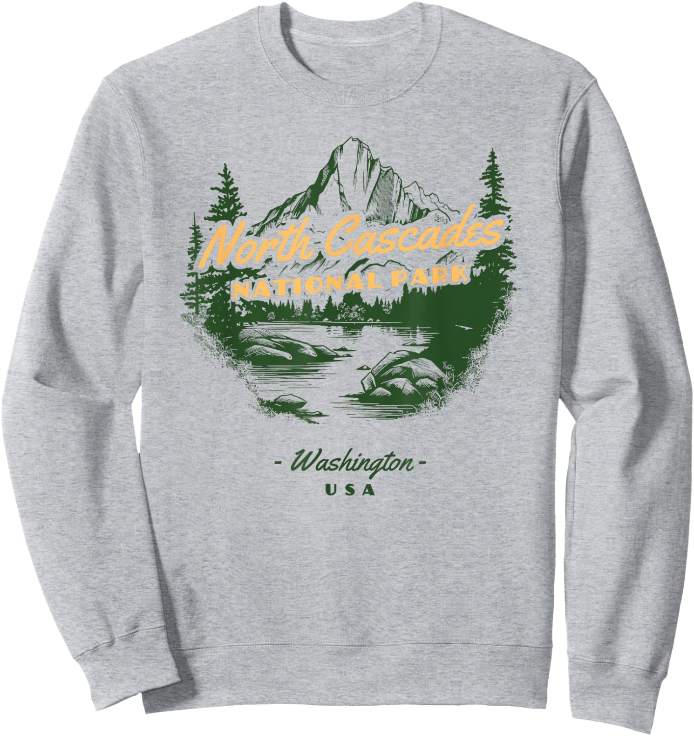 North Cascades National Park Washington Retro Vintage Sweatshirt - Sweatshirt | Ash