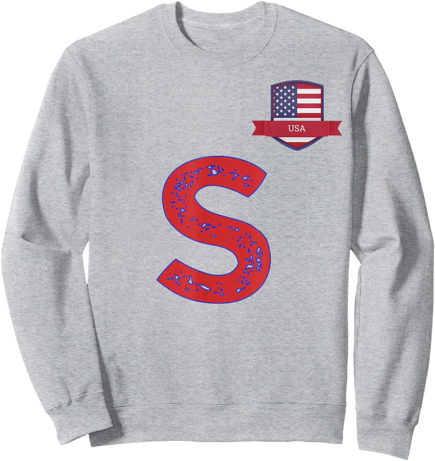 USA Human-Flag Letter S American USA Red Sweatshirt - Sweatshirt | Ash