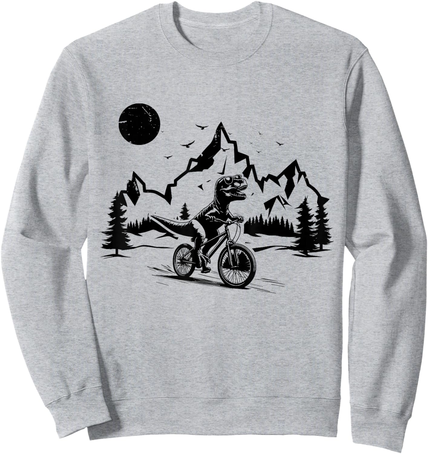 Trex Riding Bicycle Vintage Mountain Biking Dino T-Rex Biker Sweatshirt - Sweatshirt | Ash