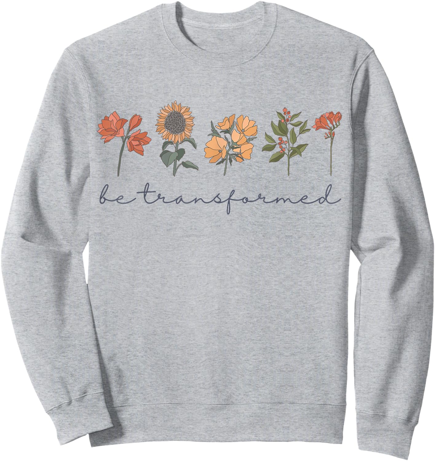 Romans 12:2 Scripture Christian Bible Faith Boho Wildflowers Sweatshirt - Sweatshirt | Ash