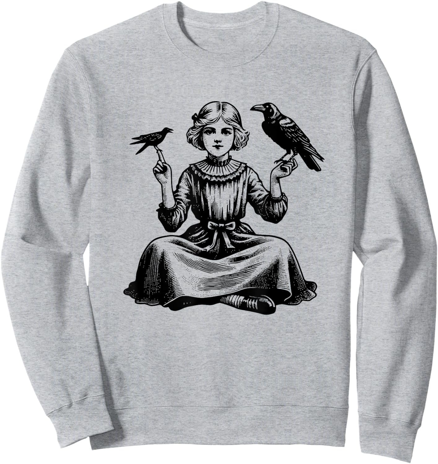 Vintage Crow, Vintage Raven Design for Crow and Raven Lovers Sweatshirt - Sweatshirt | Ash