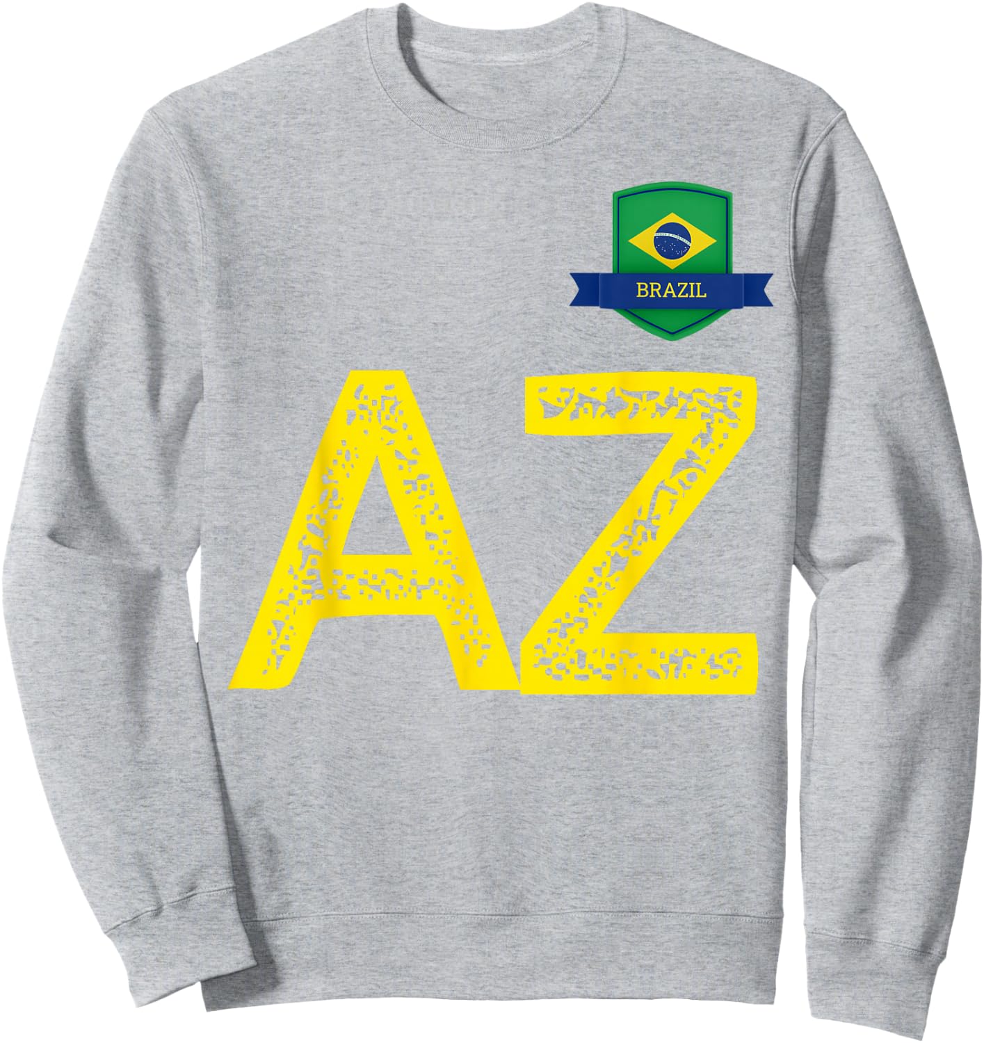 Brazil Human-Flag Letter A and Letter Z Brazil Sweatshirt - Sweatshirt | Ash