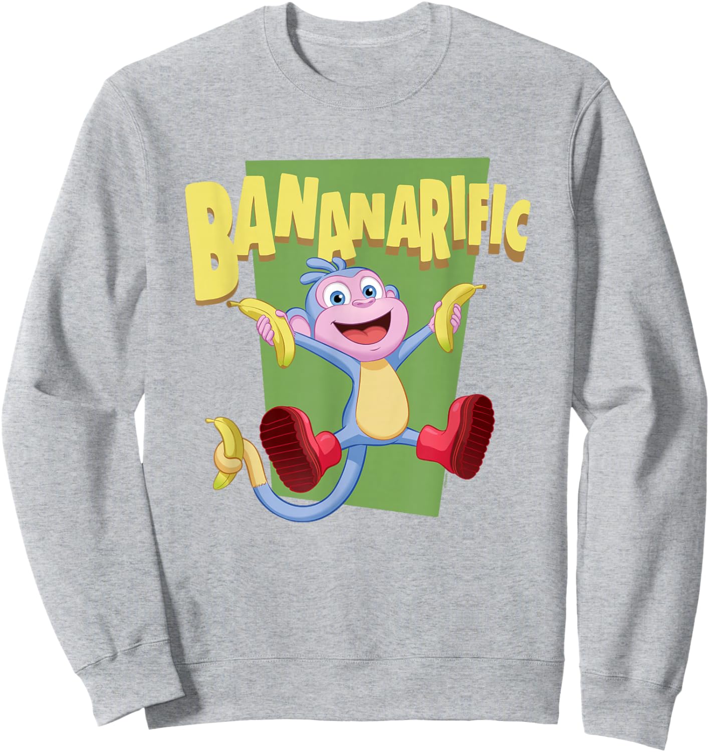 Dora The Explorer Cute Boots Bananarific Big Chest Logo Sweatshirt - Sweatshirt | Ash