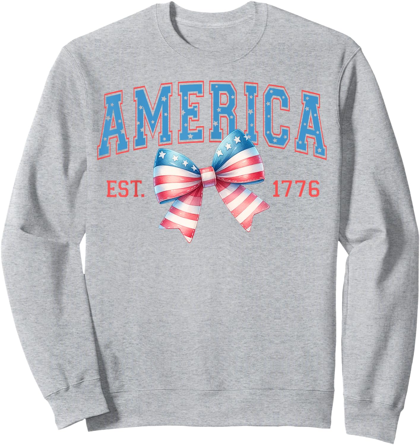 America Est. 1776 Patriotic Coquette Bow 4th of July Sweatshirt - Sweatshirt | Ash