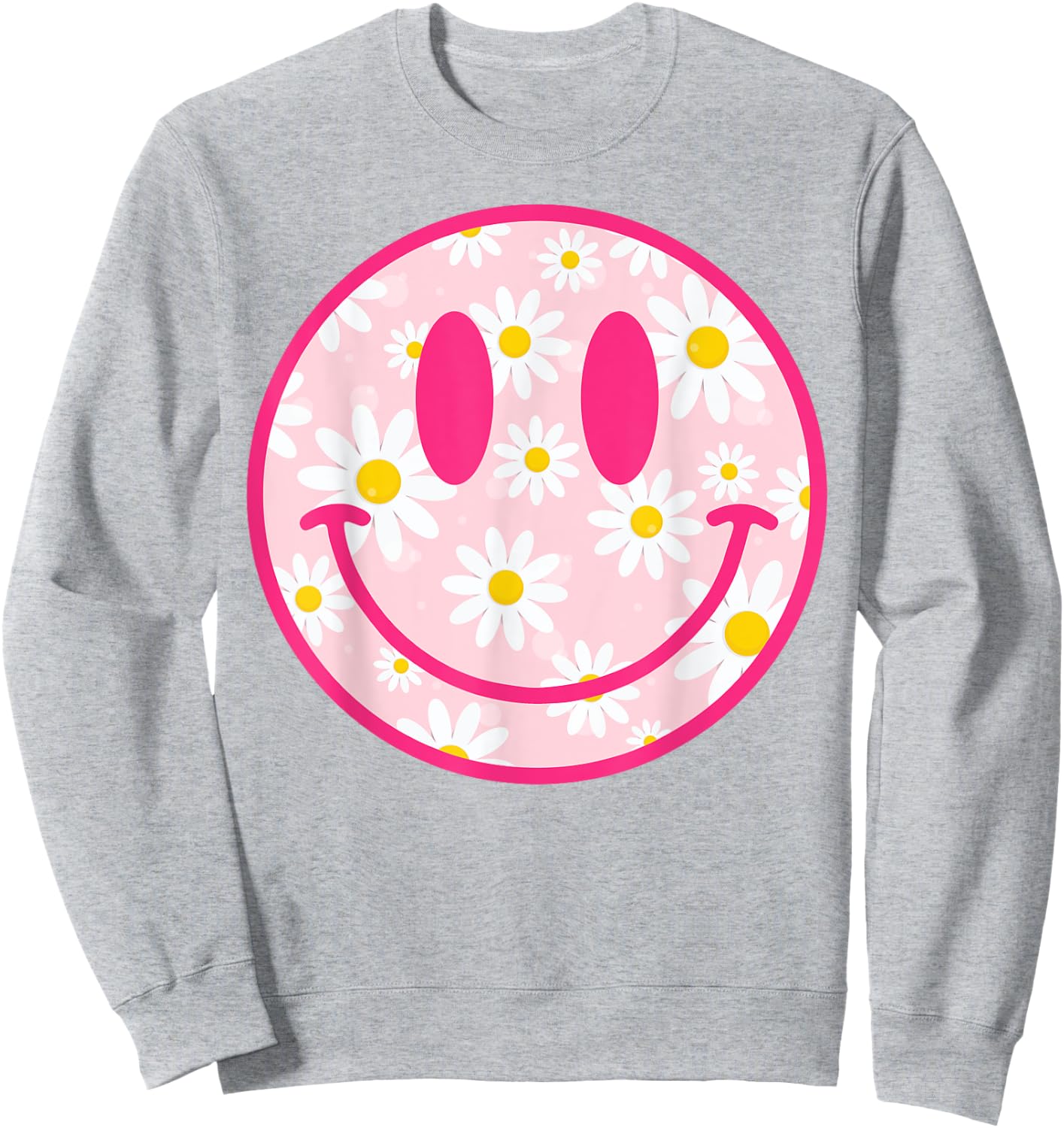Happy Face Daisy Flower Shirt Preppy Aesthetic Smile Face Sweatshirt - Sweatshirt | Ash