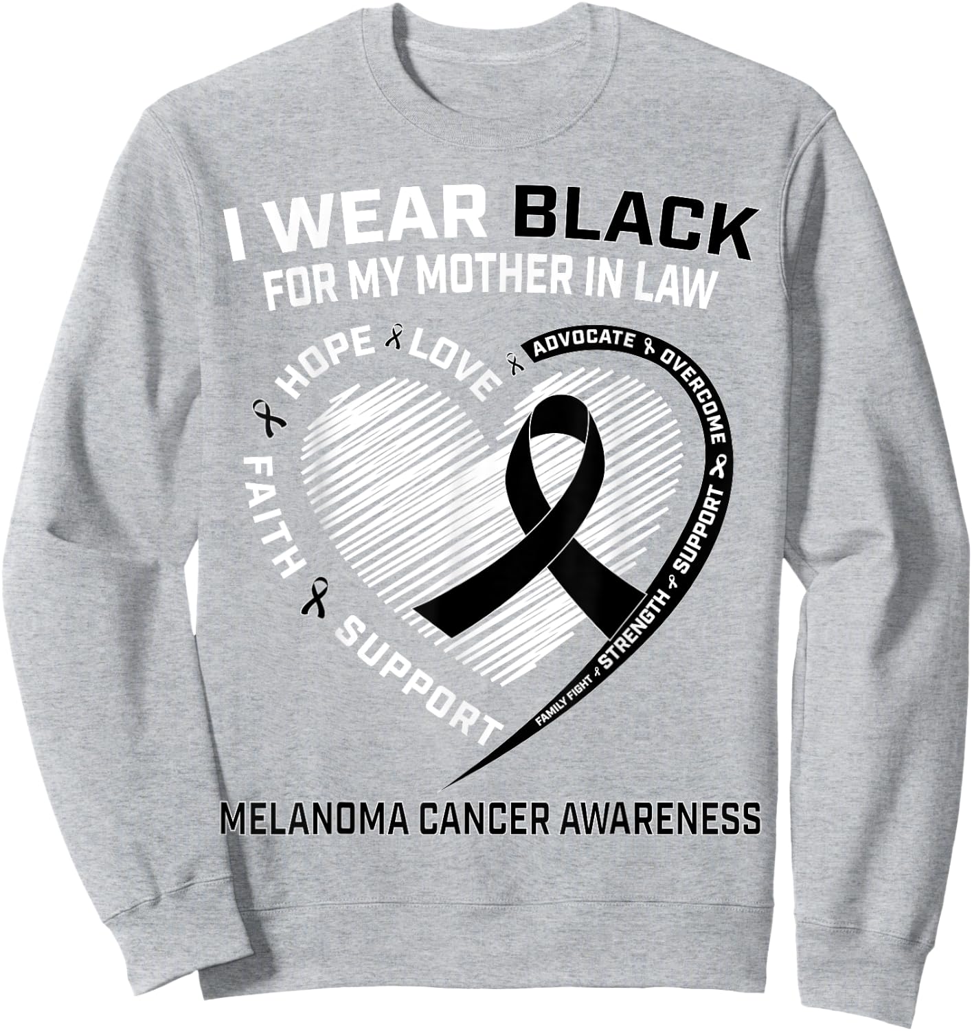 I Wear Black Mother In Law Melanoma Skin Cancer Awareness Sweatshirt - Sweatshirt | Ash