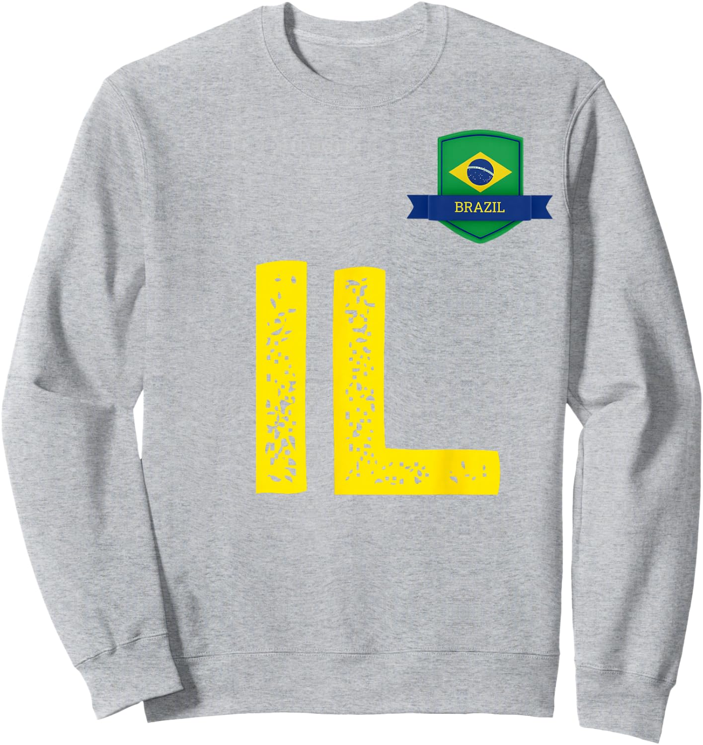 Brazil Human Flag Letter I and Letter L Brazil Sweatshirt - Sweatshirt | Ash