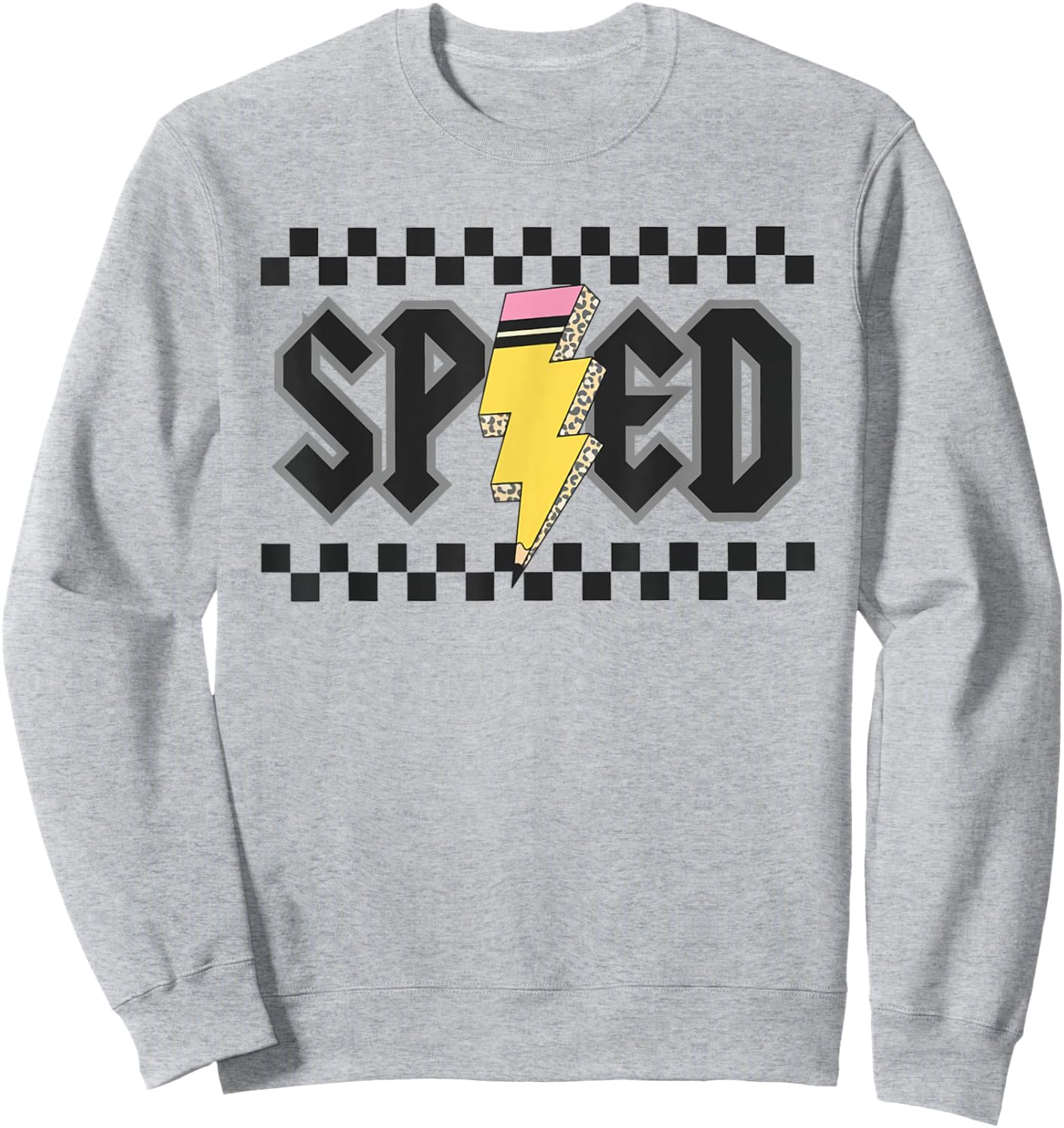 Retro SPED Teacher Pencil Lightning Bolt Back To School Sweatshirt - Sweatshirt | Ash