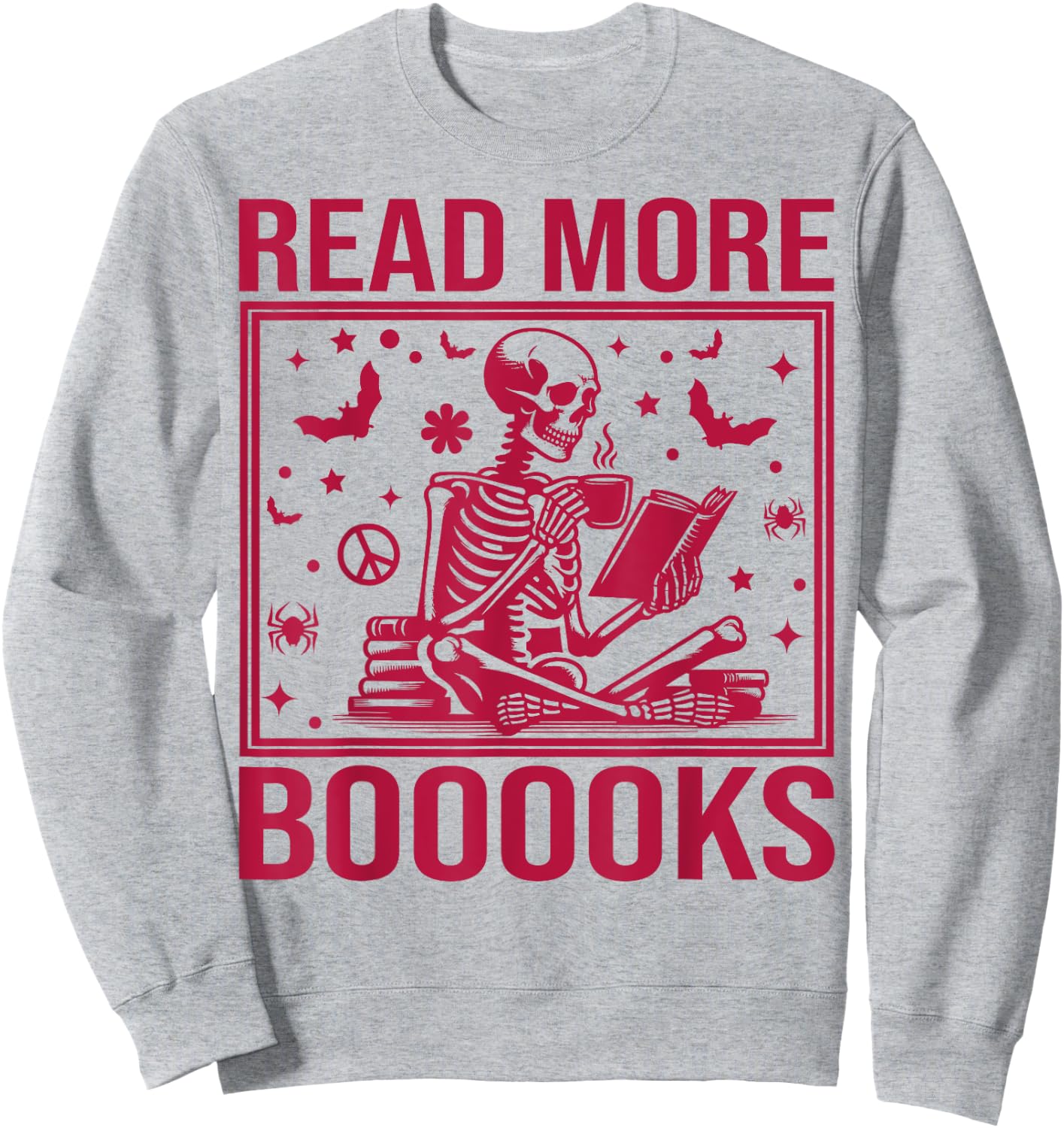 Cute Booooks Ghost Read More Books Funny Teacher Halloween Sweatshirt - Sweatshirt | Ash