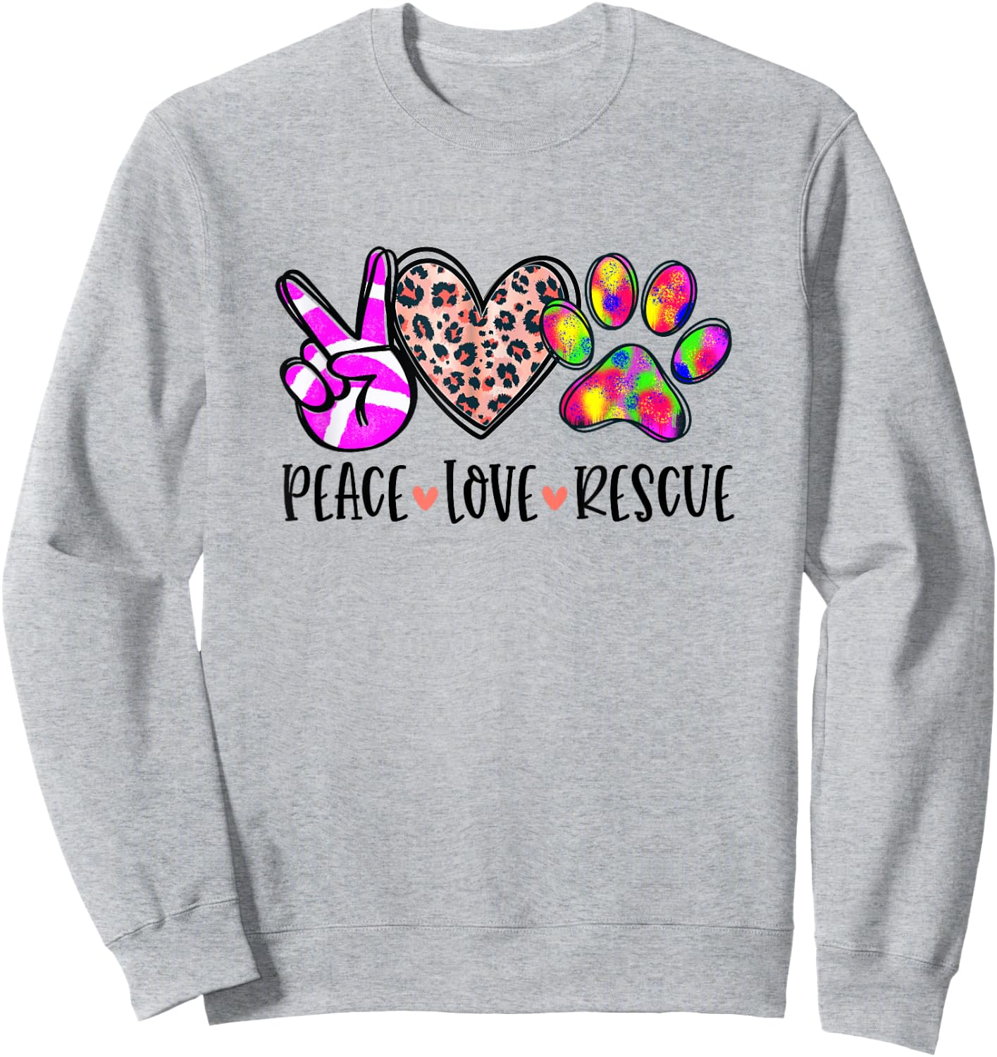 Animal Rescue Gifts Men Women Kids Peace Love Adopt Dog Cat Sweatshirt - Sweatshirt | Ash