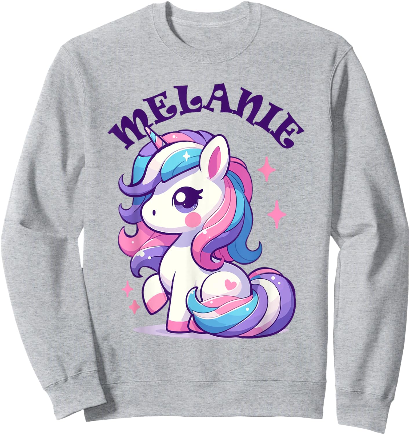 Melanie Cute Unicorn Design for Girls Name Melanie Sweatshirt - Sweatshirt | Ash