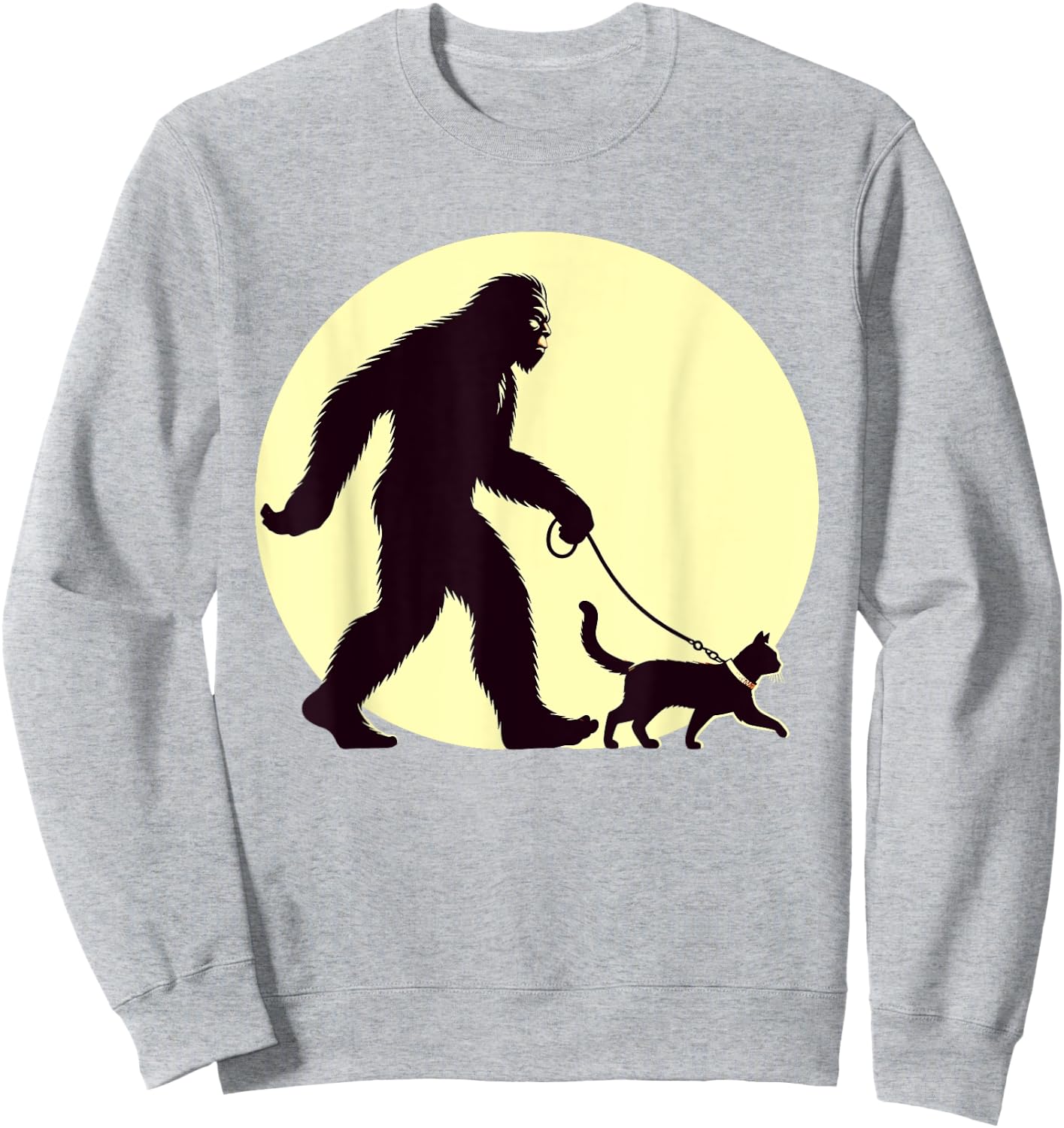 Bigfoot Sasquatch Walking Cat Funny Cat Lover Graphic Art Sweatshirt - Sweatshirt | Ash