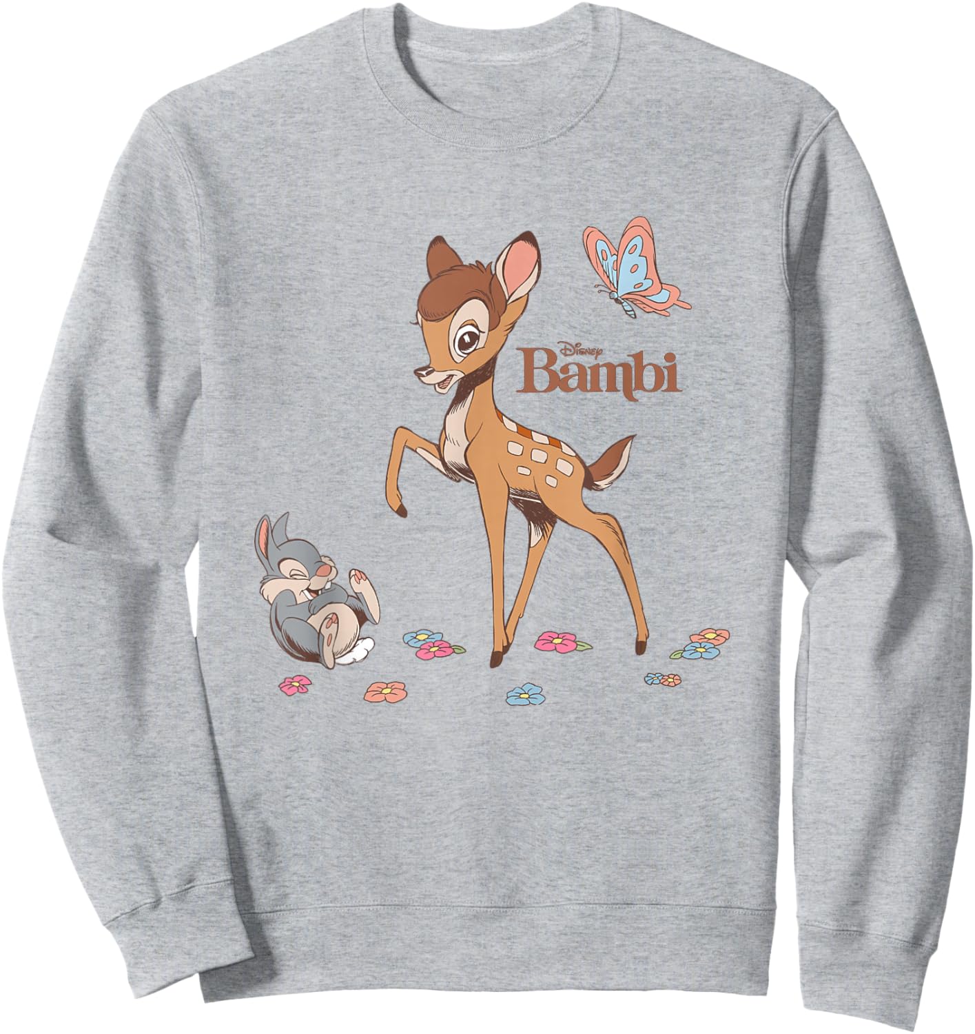 Disney Bambi and Thumper Floral Title Poster Sweatshirt - Sweatshirt | Ash