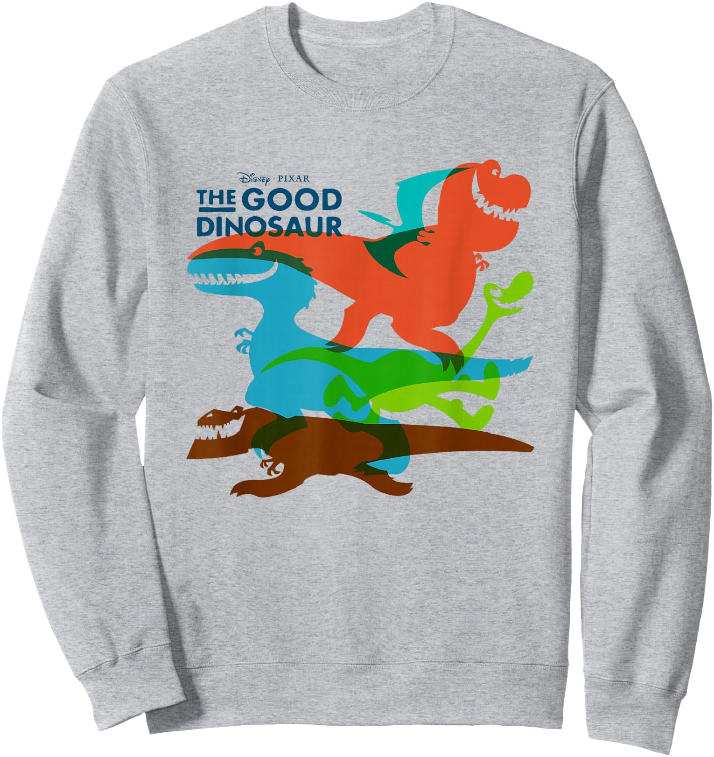 Disney Pixar The Good Dinosaur Group Shot Silhouettes Logo Sweatshirt - Sweatshirt | Ash