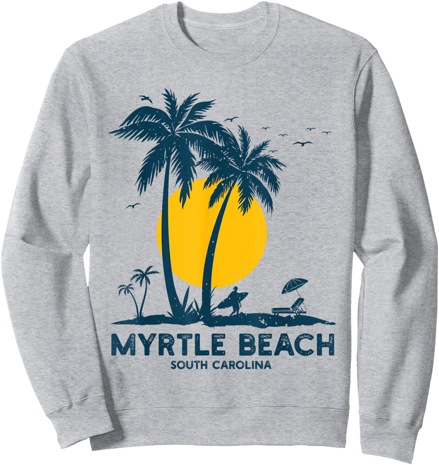 Family Vacation Retro Sunset South Carolina Myrtle Beach Sweatshirt - Sweatshirt | Ash
