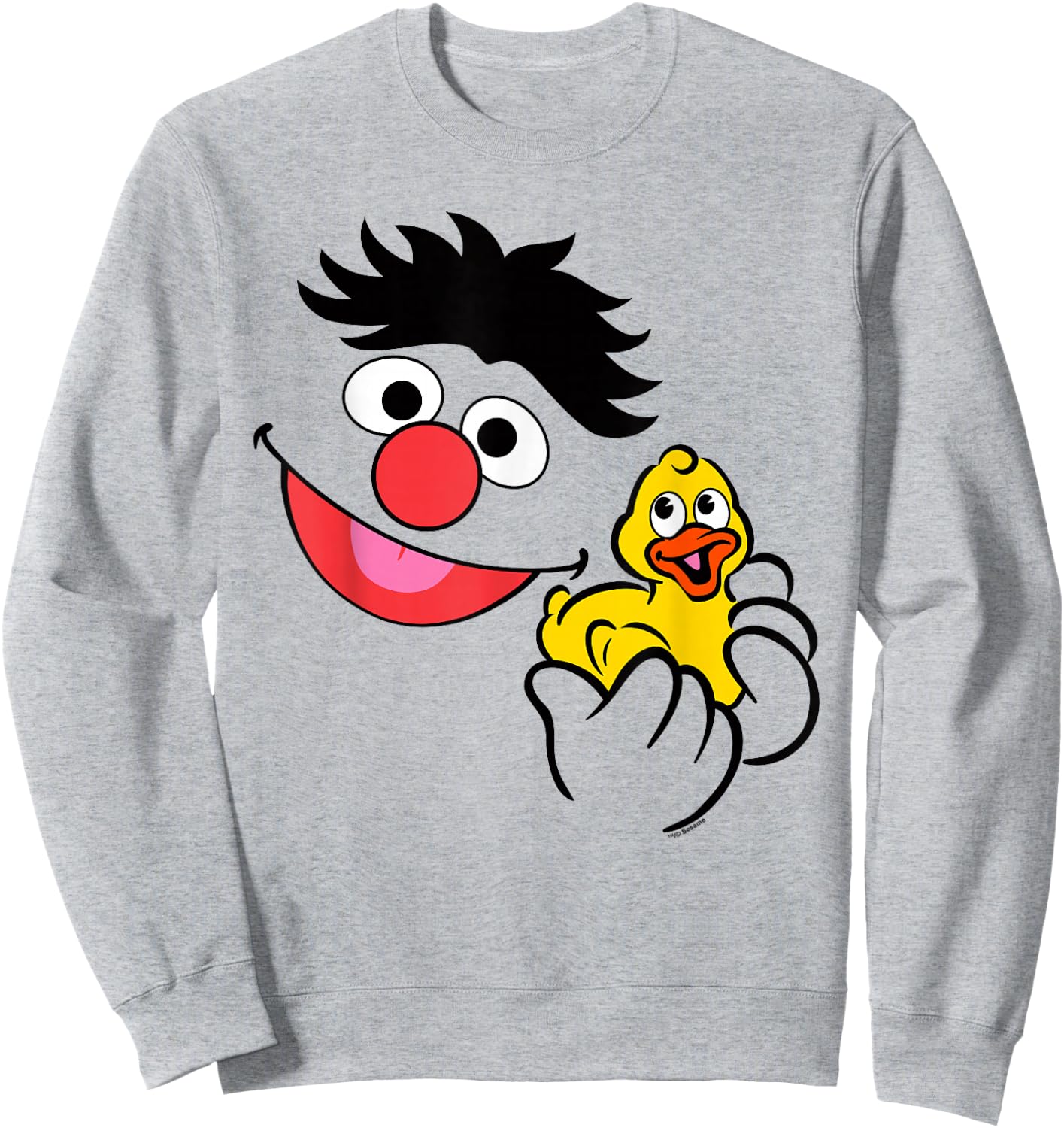 Sesame Street Ernie Holding Rubber Duckie Halloween Costume Sweatshirt - Sweatshirt | Ash