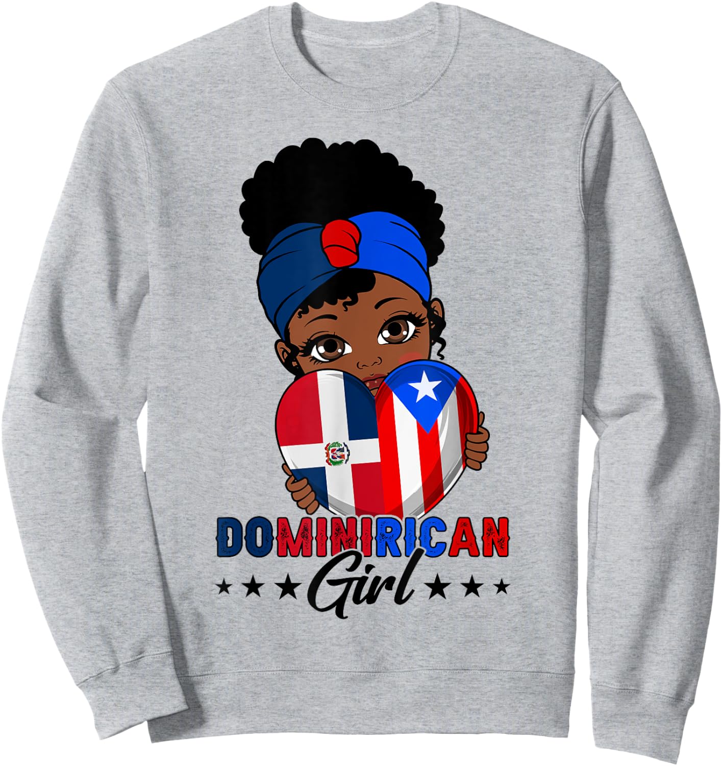 Dominirican Girl Puerto Rico & Dominican Republic Flag Pride Sweatshirt - Sweatshirt | Ash