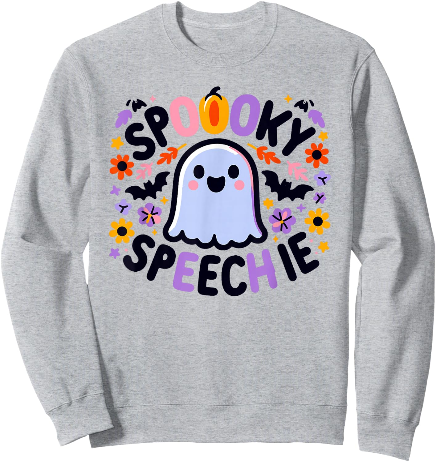 SLP Halloween Speech Therapy Spooky Ghost Speech Therapist Sweatshirt - Sweatshirt | Ash