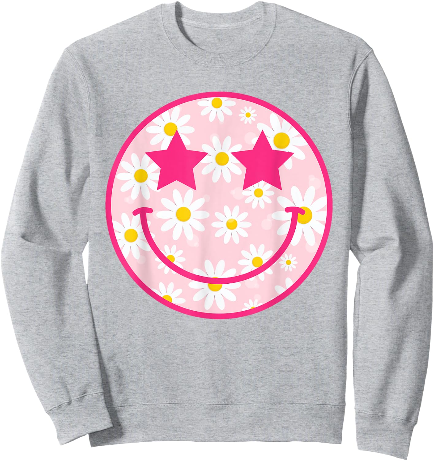 Happy Face Floral Shirt Preppy Aesthetic Smiling Face Sweatshirt - Sweatshirt | Ash