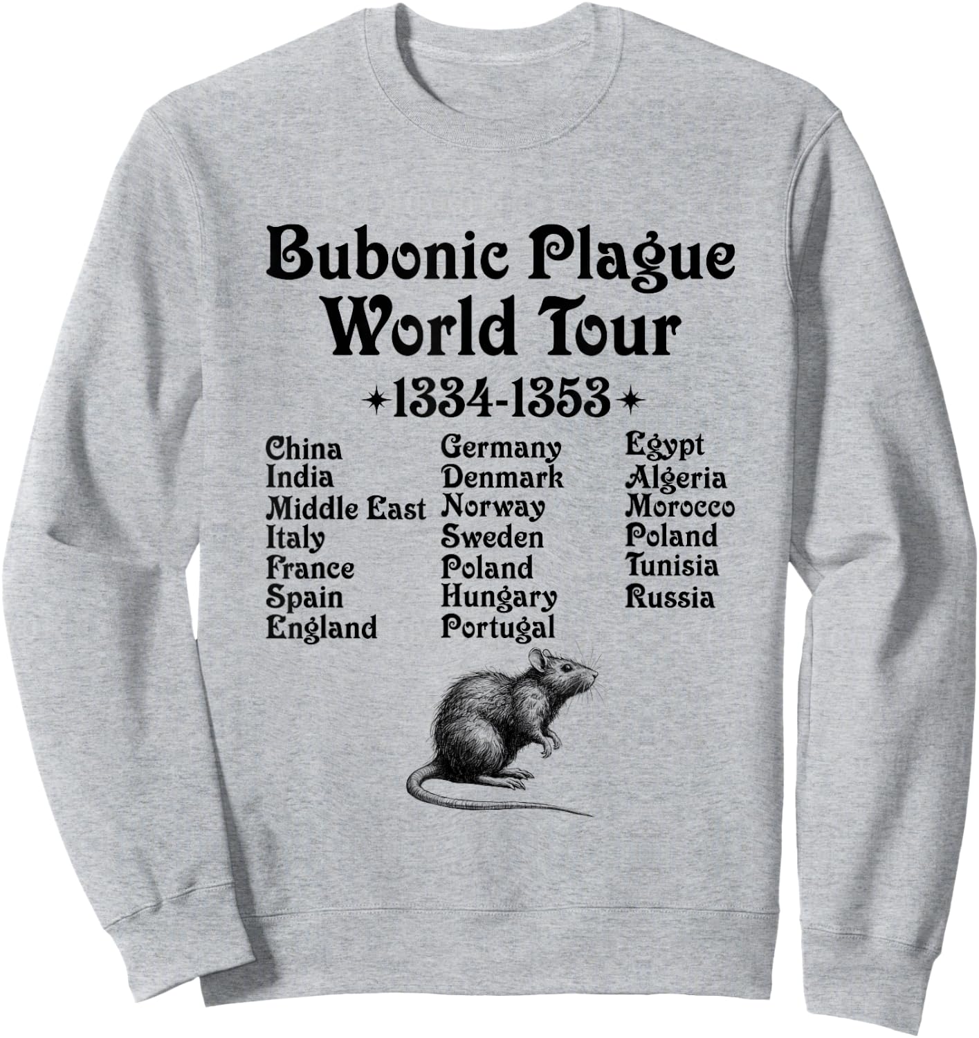 Gothic Bubonic Plague World-Tour Plague Rat Medieval History Sweatshirt - Sweatshirt | Ash